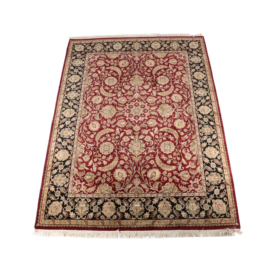 Hand-Knotted Indian Agra Style Wool Room Size Rug