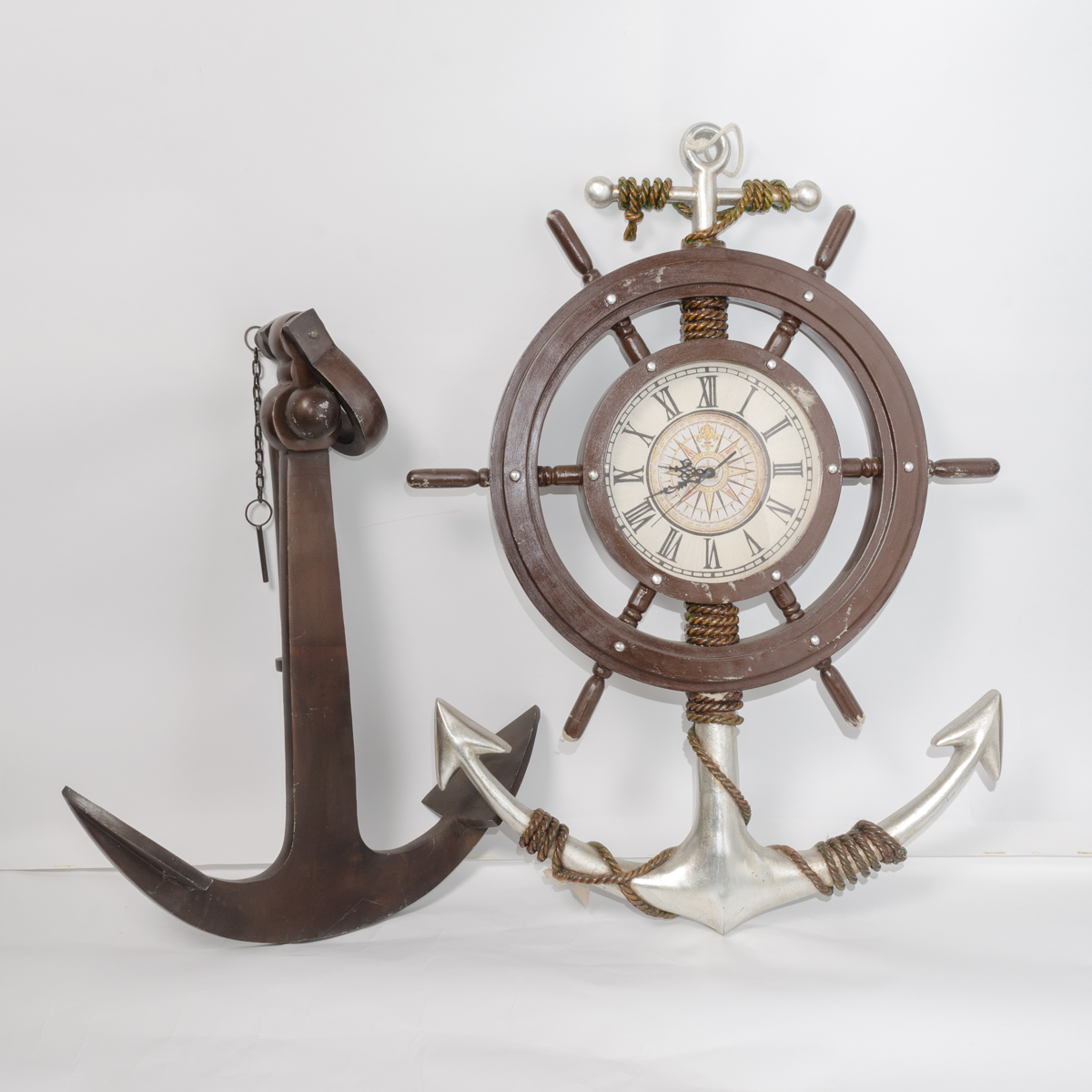Nautical-Themed Wall Clock and Anchor
