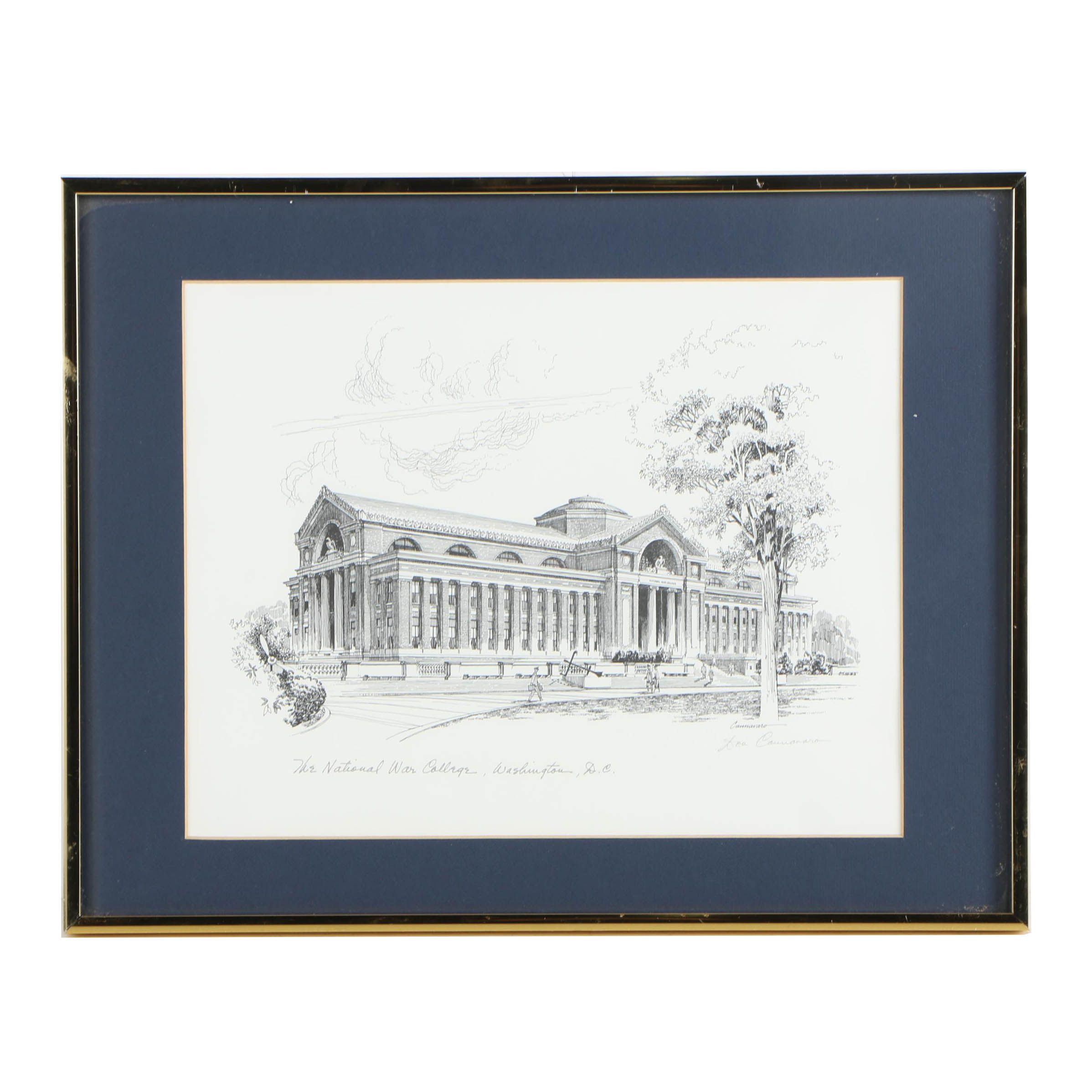 Don Cannavaro Late 20th-Century Halftone Print "The National War College"