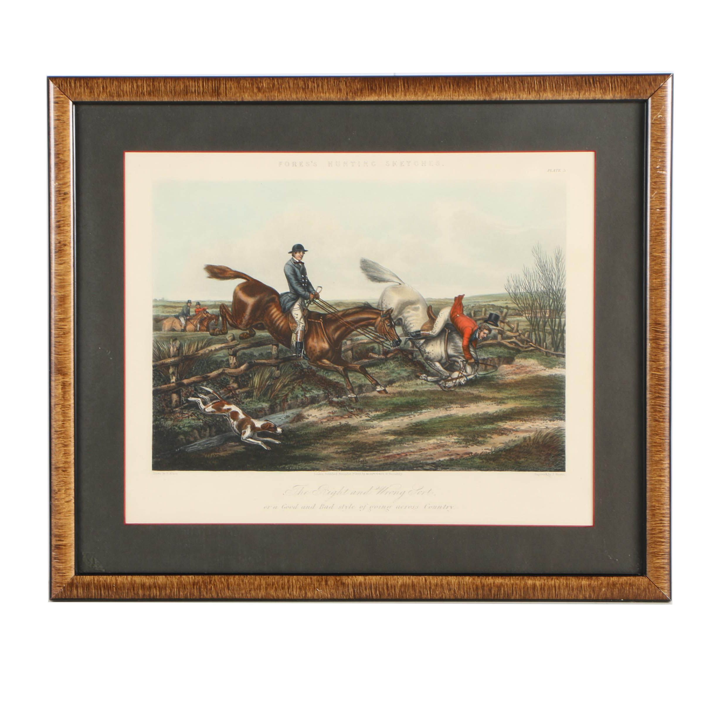 Color Lithograph Print on Paper After an Engraving "The Right and Wrong Sort"