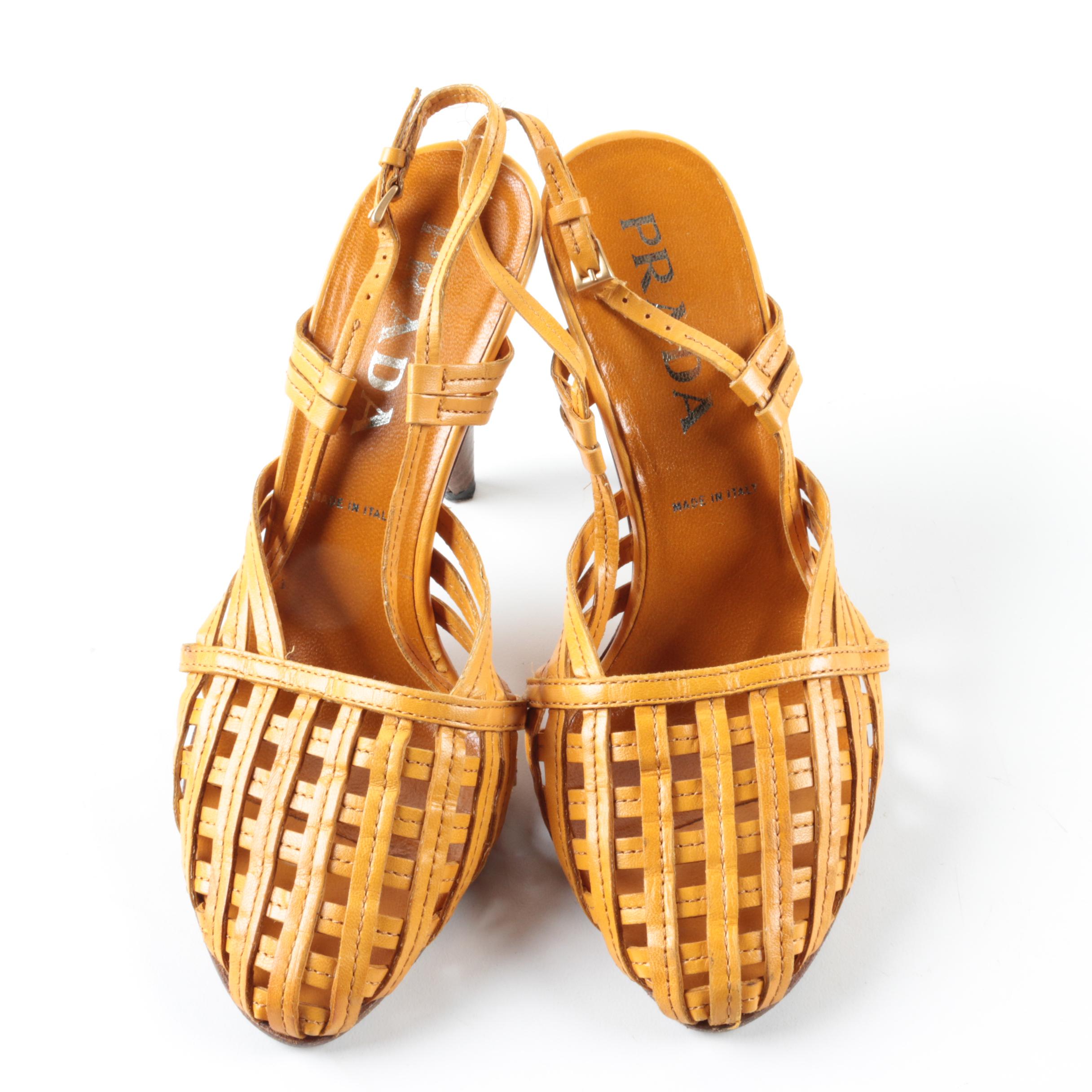 Prada Woven Leather Heels