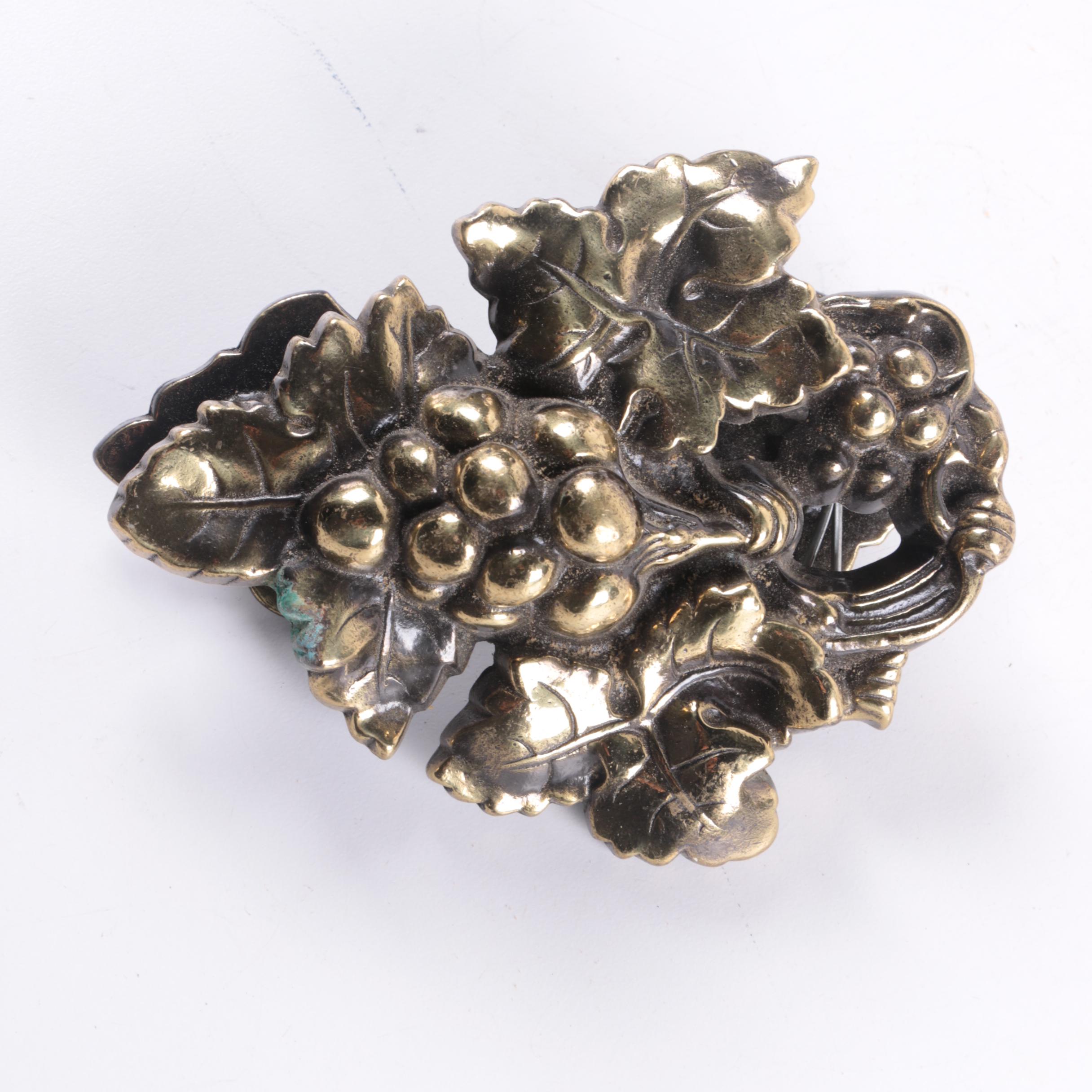 Brass Grape Leaf Motif Door Knocker