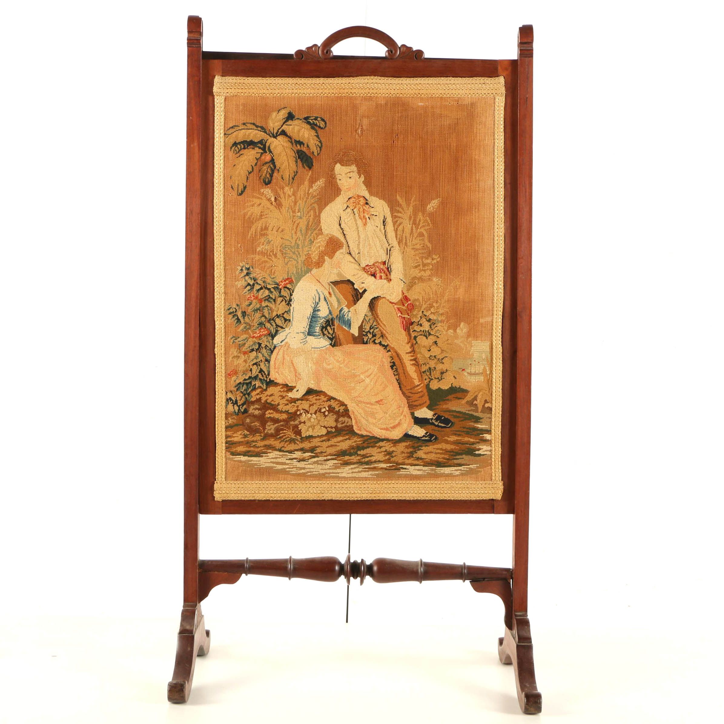 Vintage French Style Petit Point Fireplace Screen