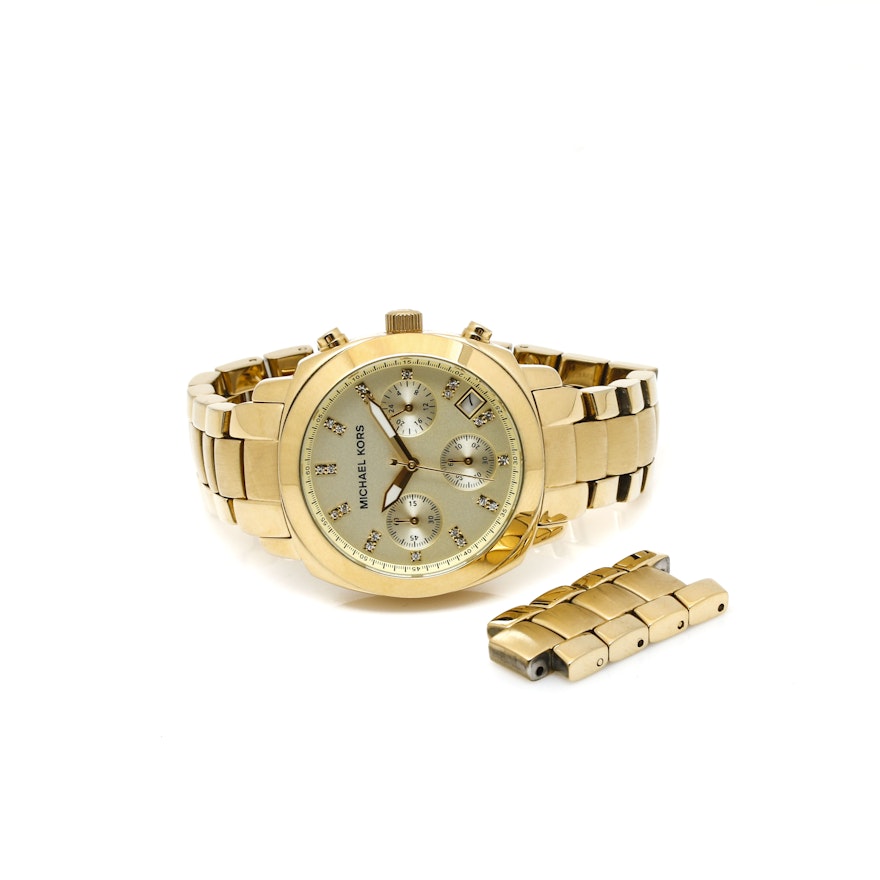 Michael Kors Gold Tone Chronograph Wristwatch