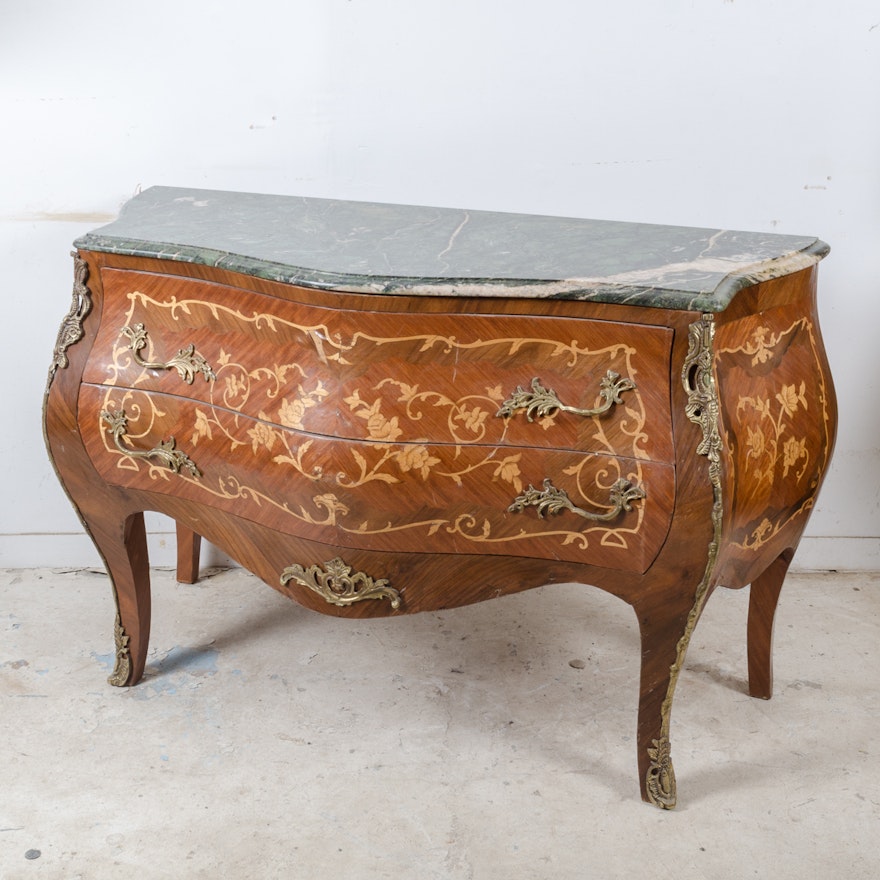 Louis XV Style Marquetry Bombé Chest of Drawers