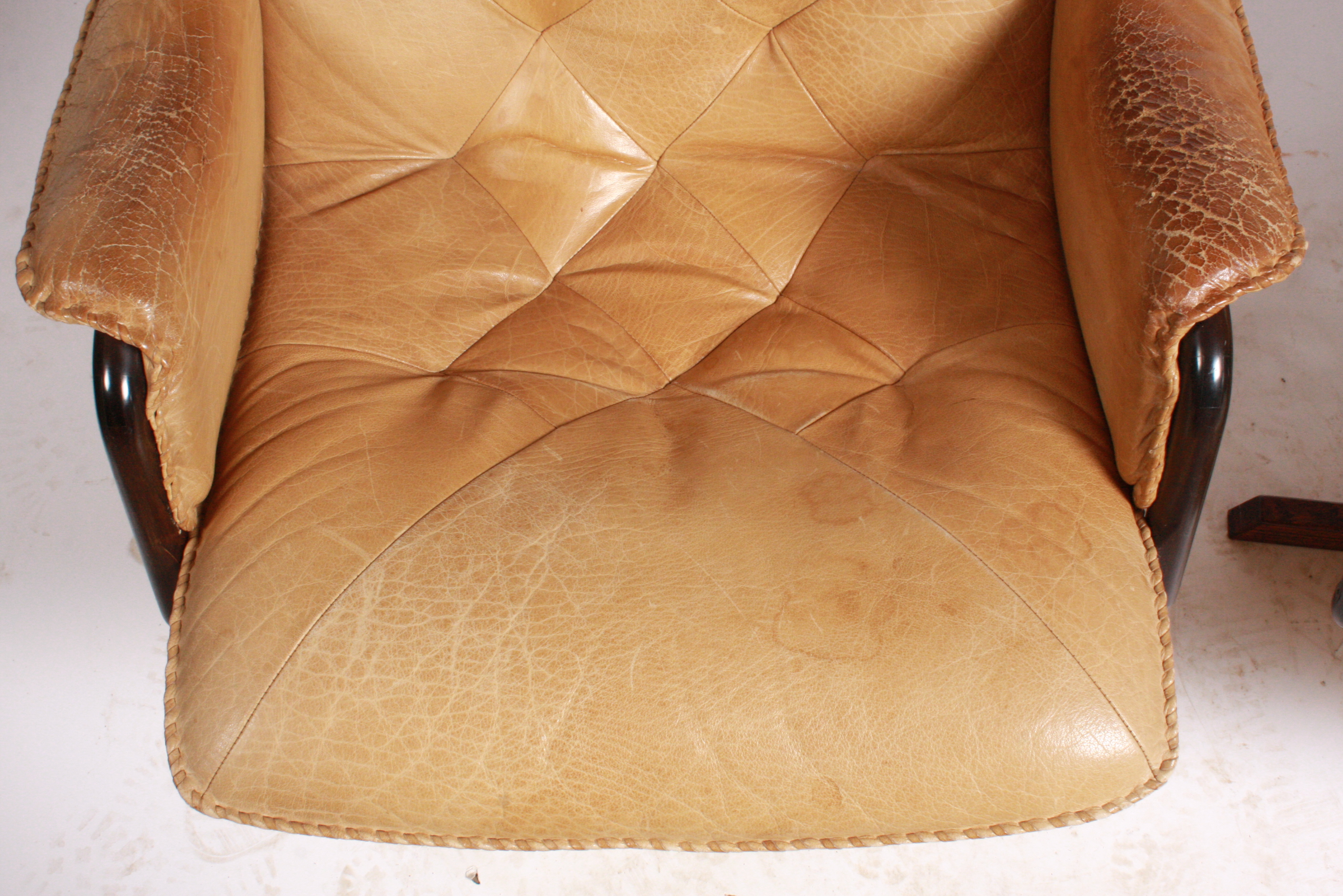 Danish Modern Blonde Leather Office Chairs