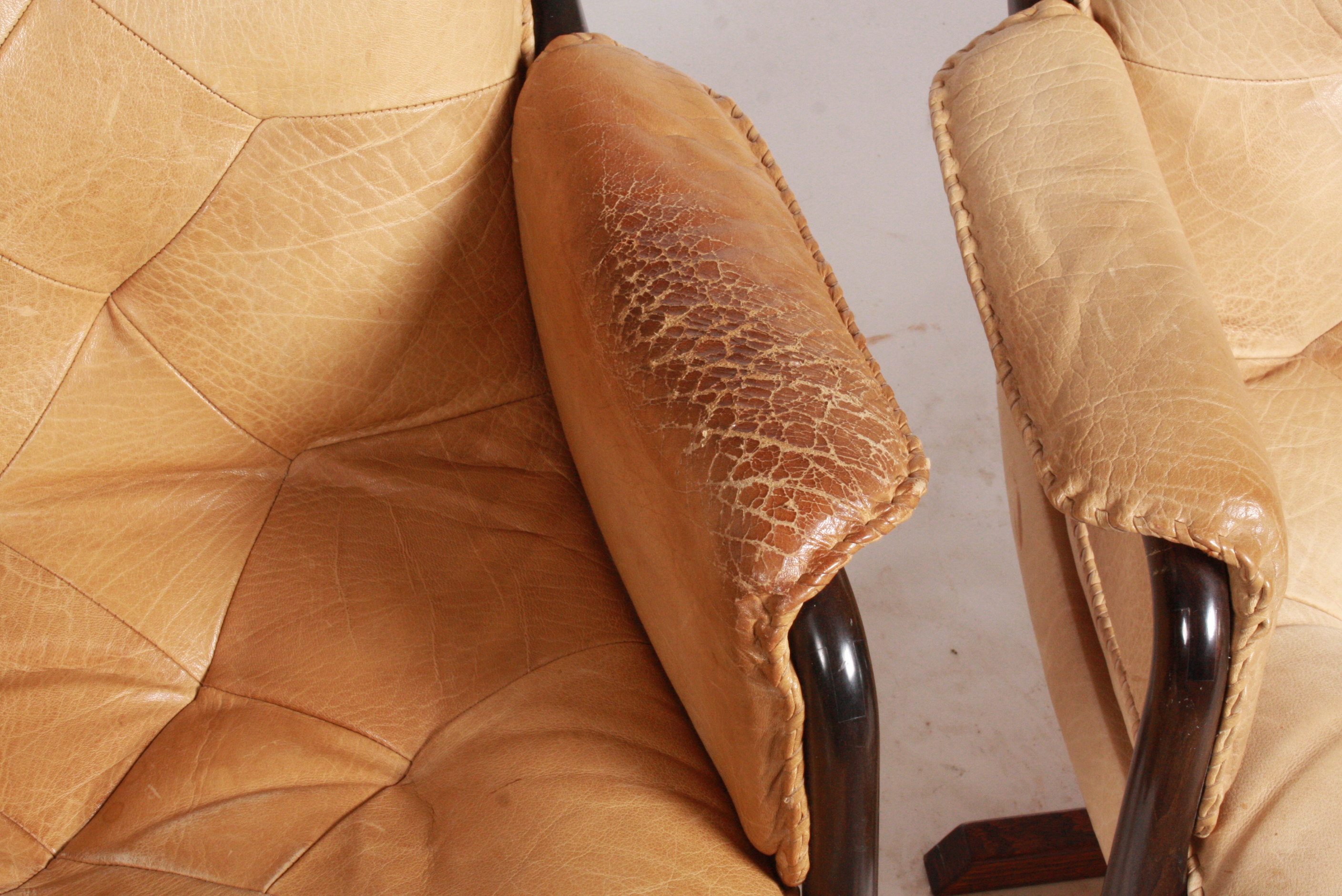 Danish Modern Blonde Leather Office Chairs
