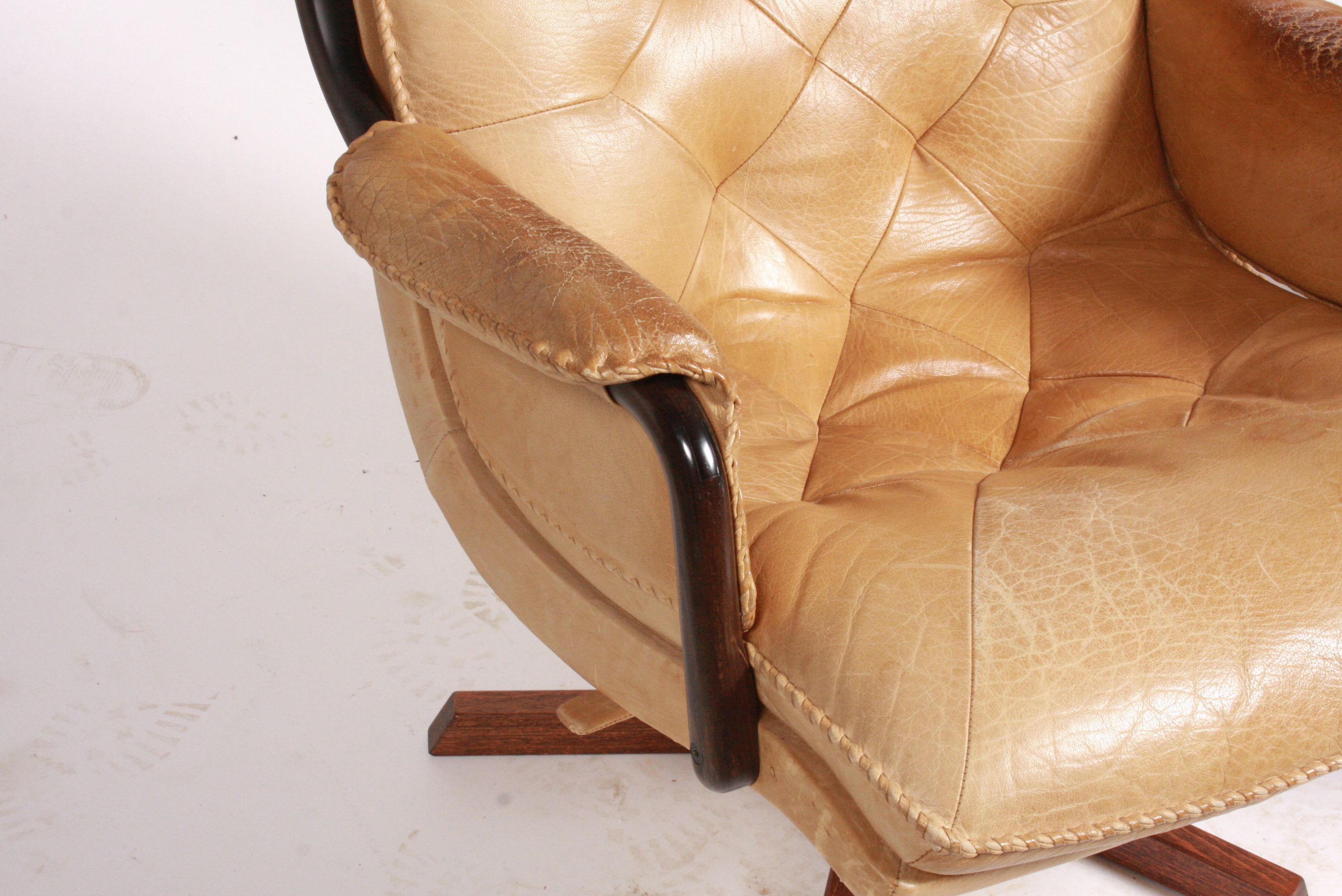 Danish Modern Blonde Leather Office Chairs