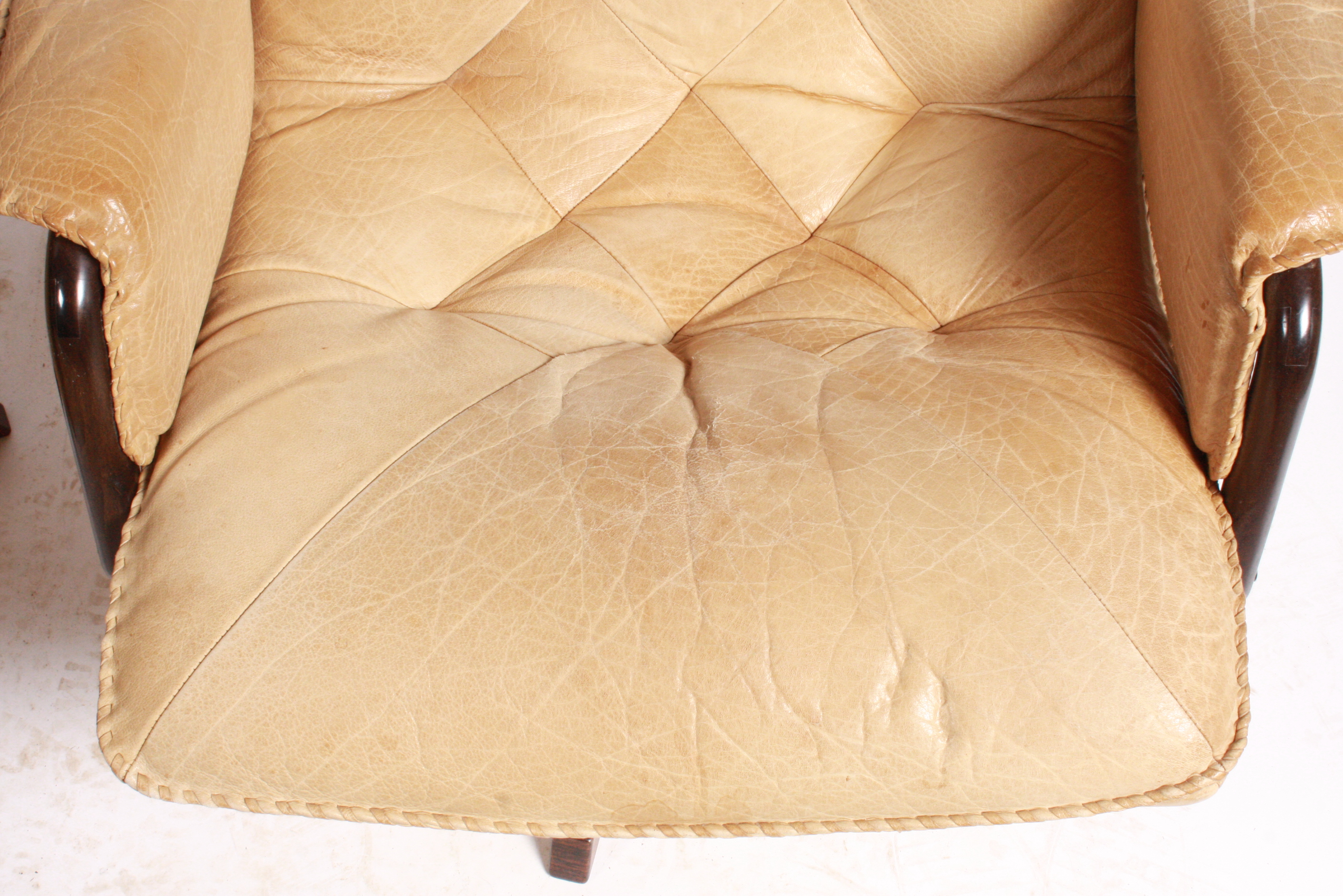 Danish Modern Blonde Leather Office Chairs