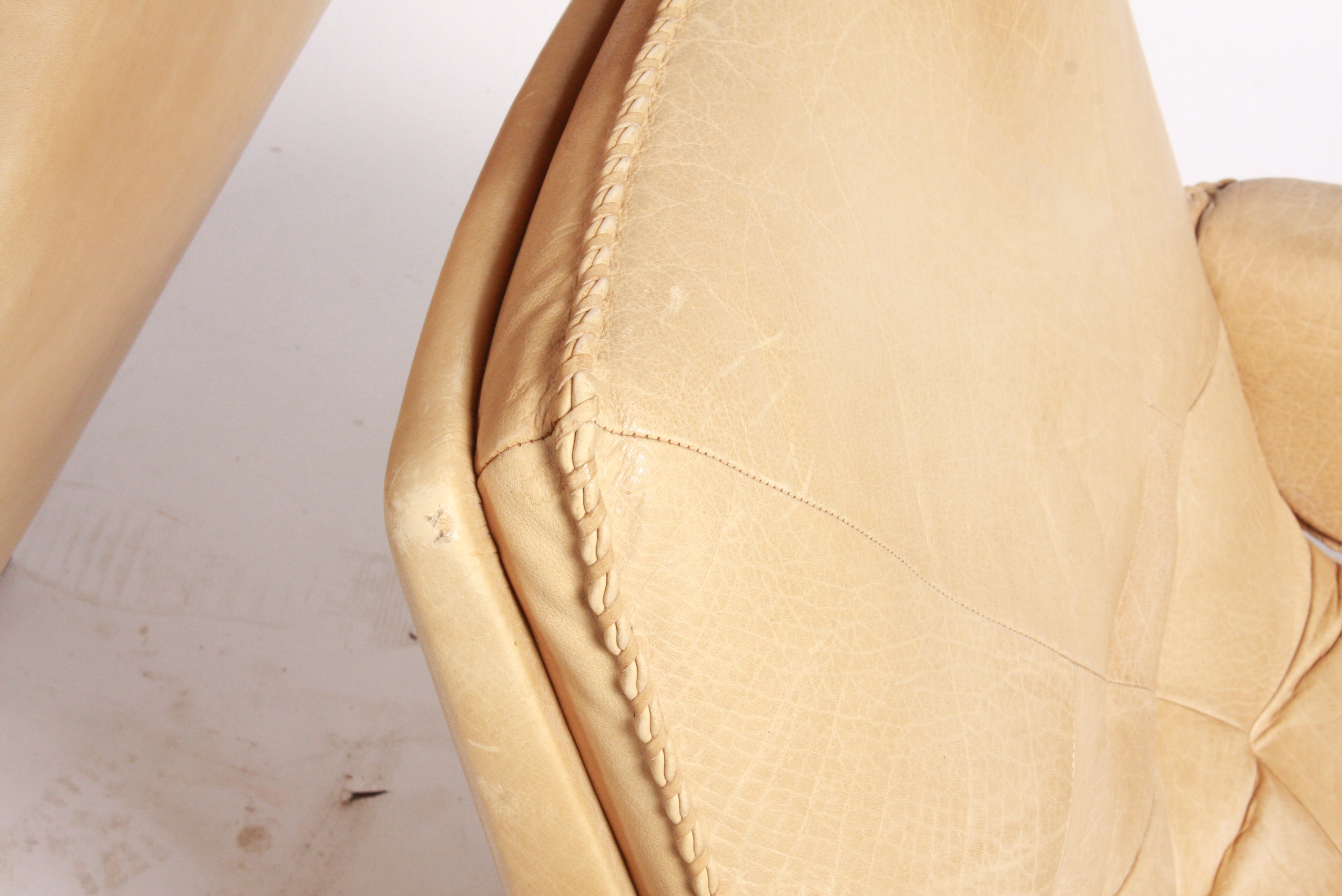 Danish Modern Blonde Leather Office Chairs