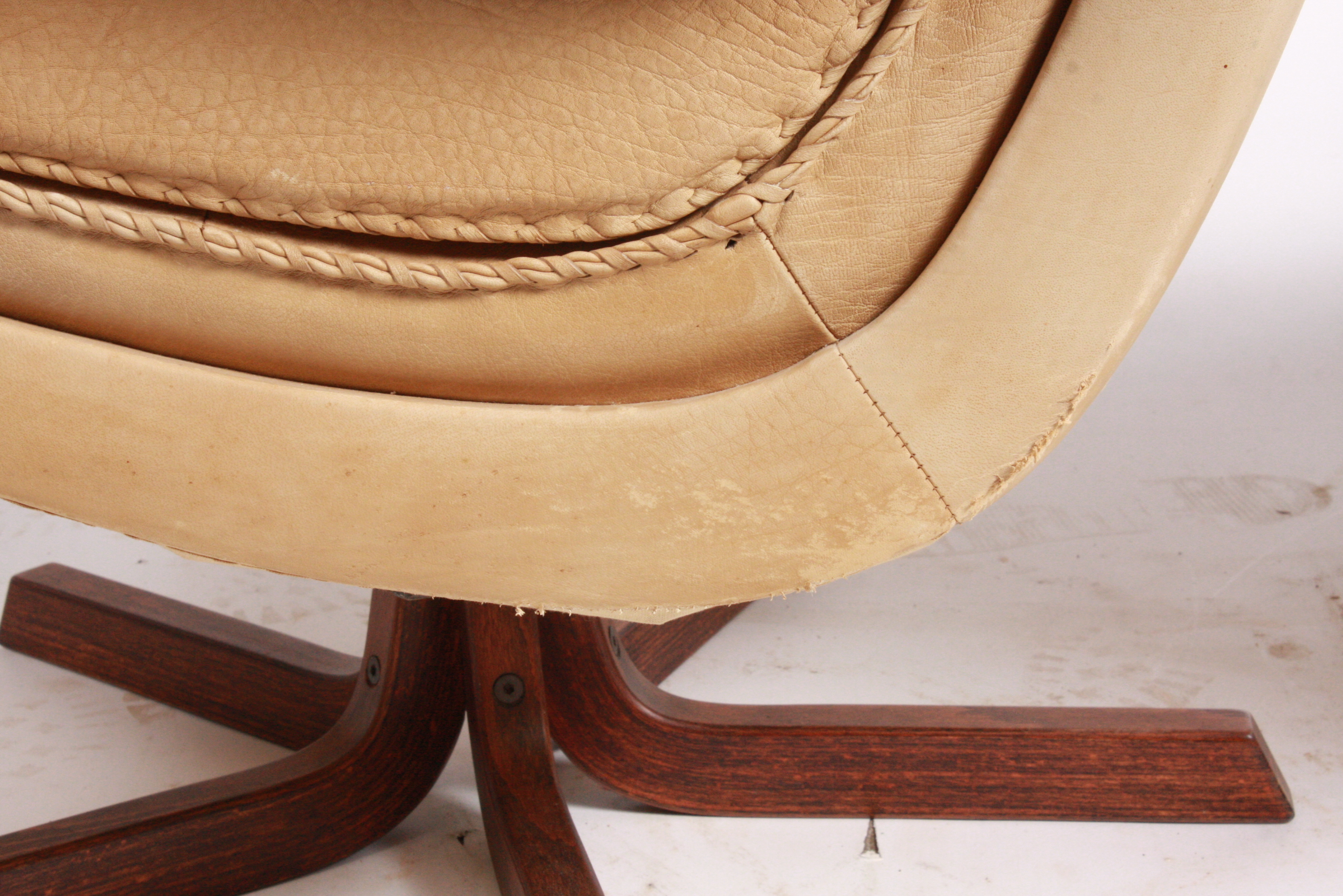 Danish Modern Blonde Leather Office Chairs