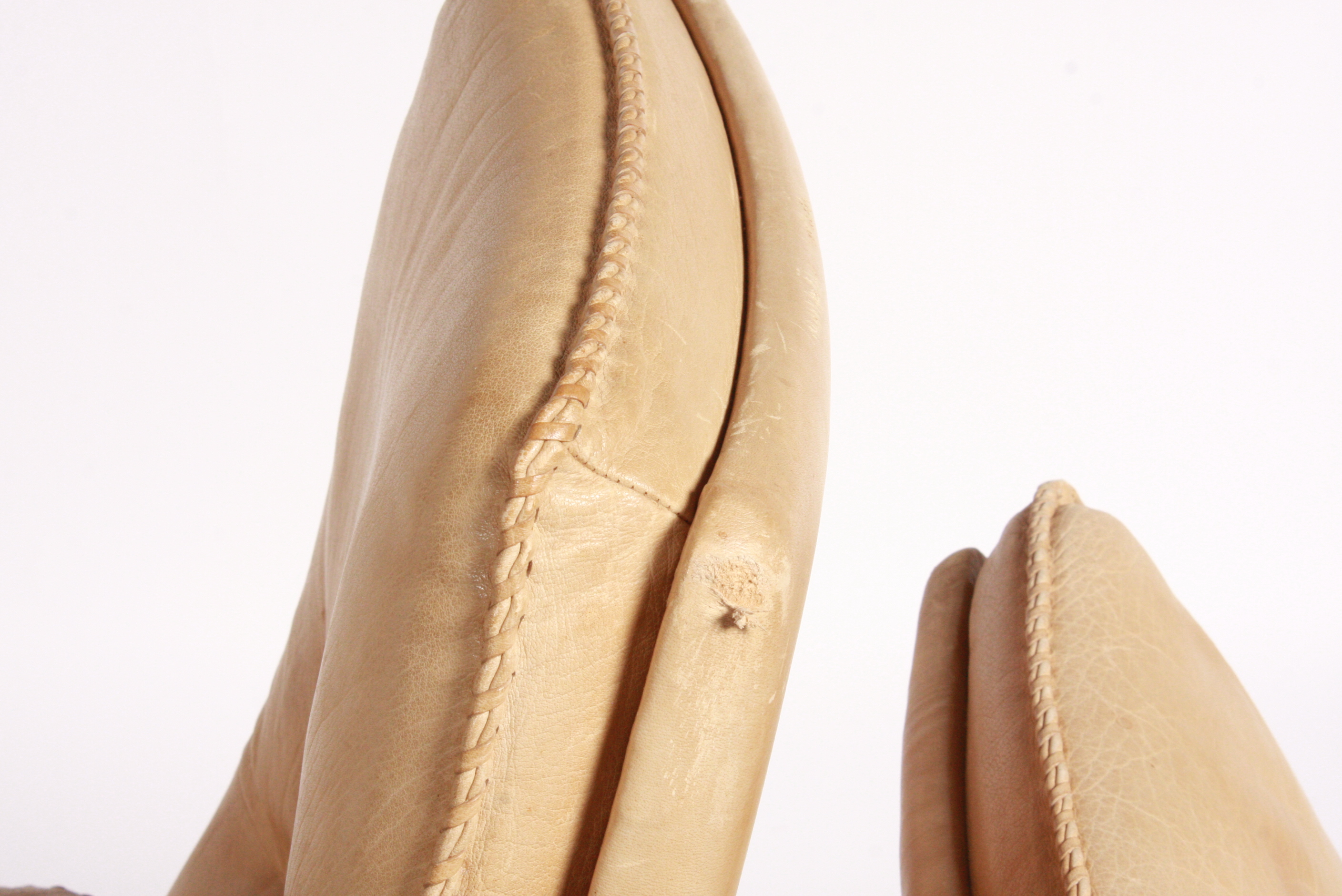 Danish Modern Blonde Leather Office Chairs