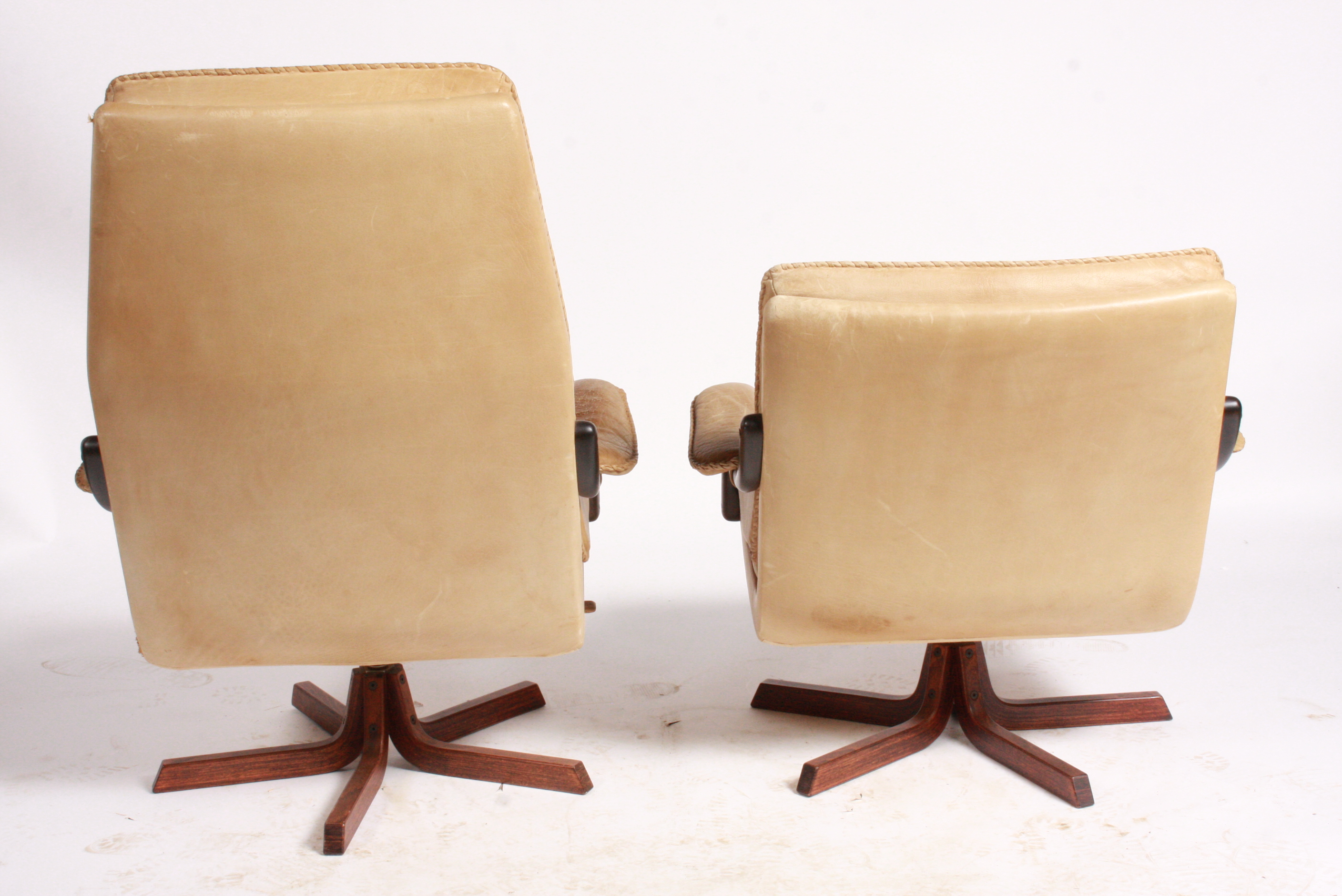 Danish Modern Blonde Leather Office Chairs
