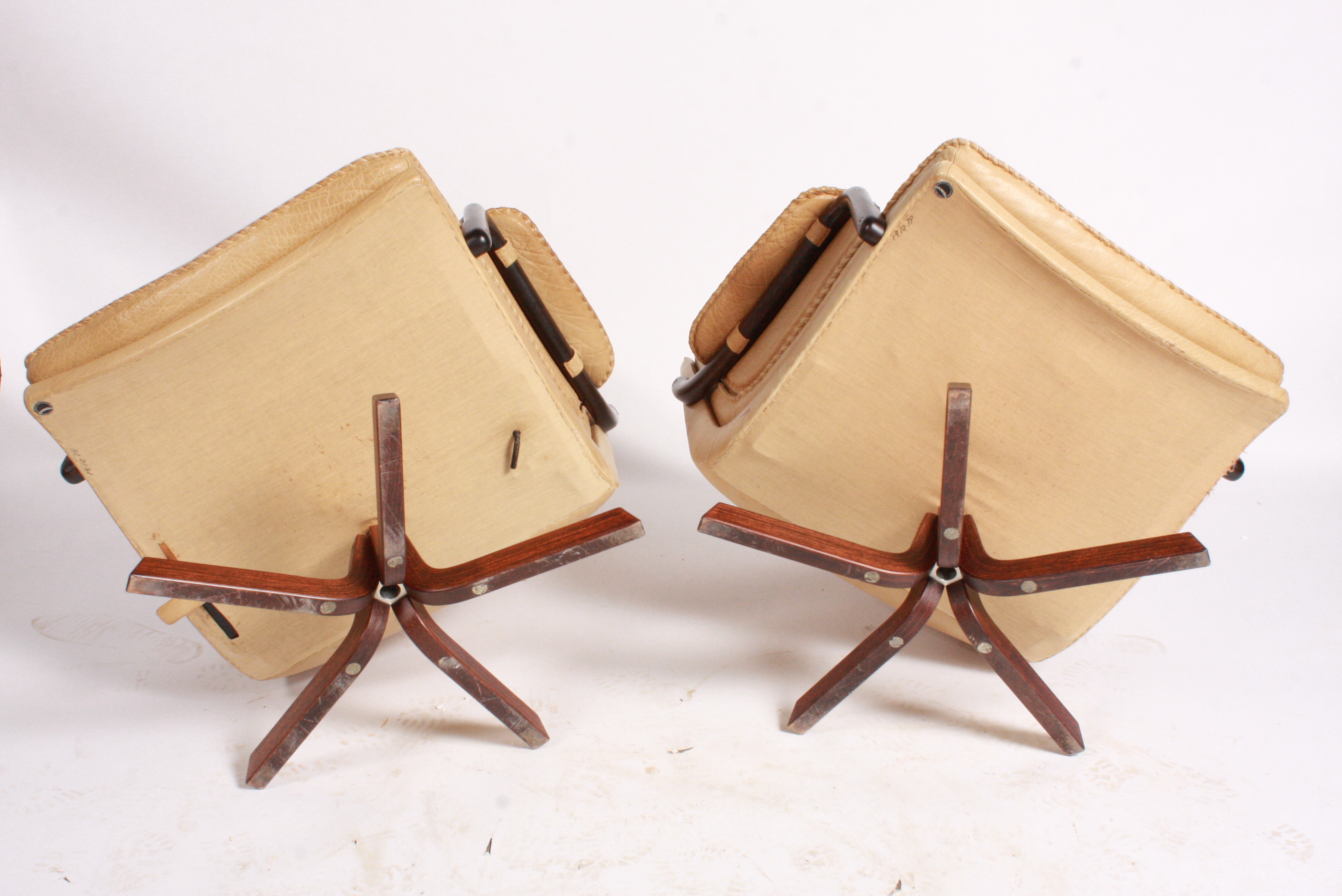 Danish Modern Blonde Leather Office Chairs