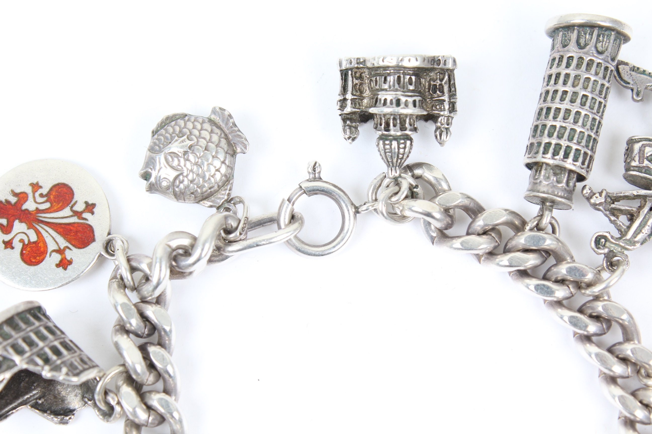 Vintage 800 and Sterling Silver Charm Bracelet