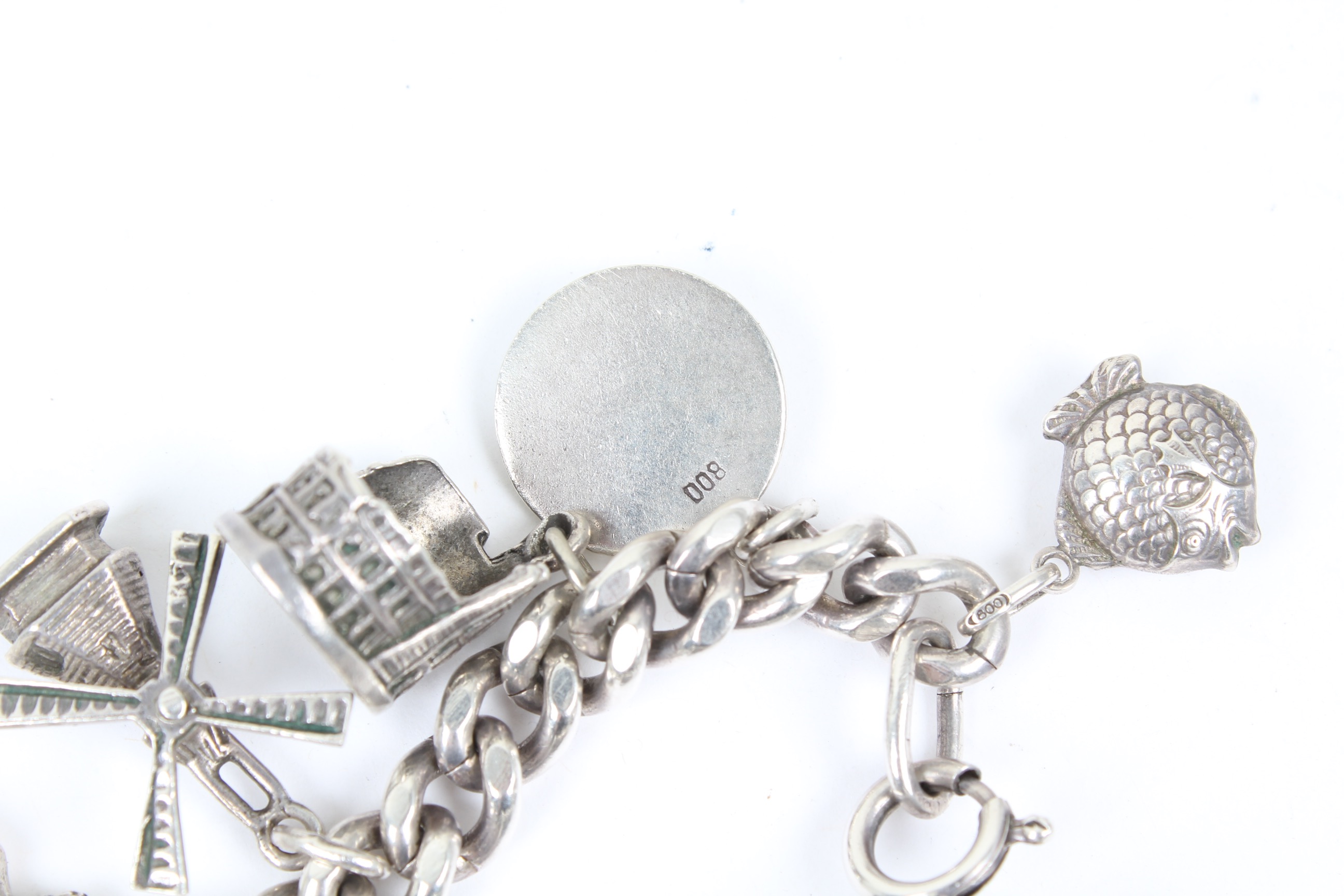 Vintage 800 and Sterling Silver Charm Bracelet
