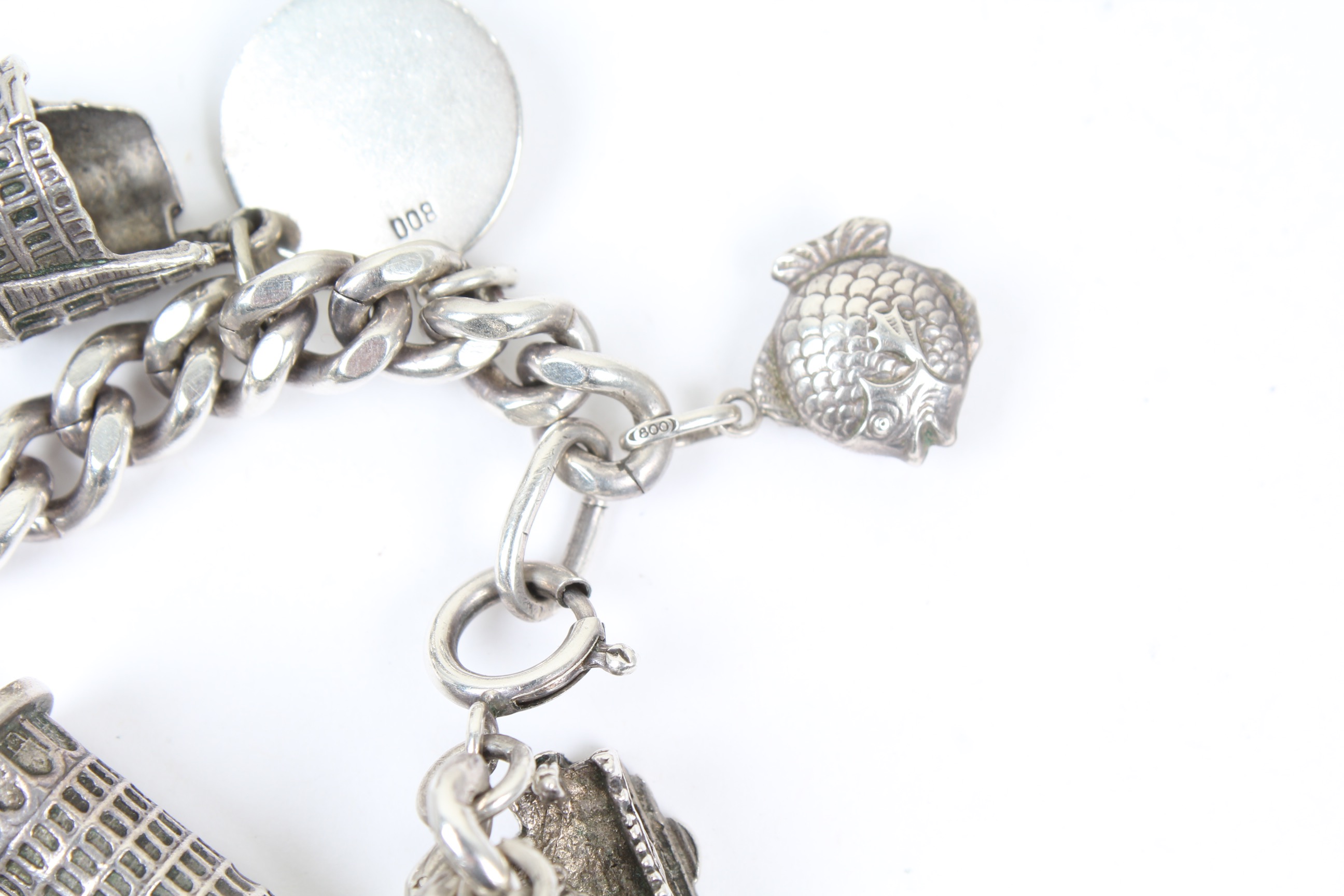 Vintage 800 and Sterling Silver Charm Bracelet