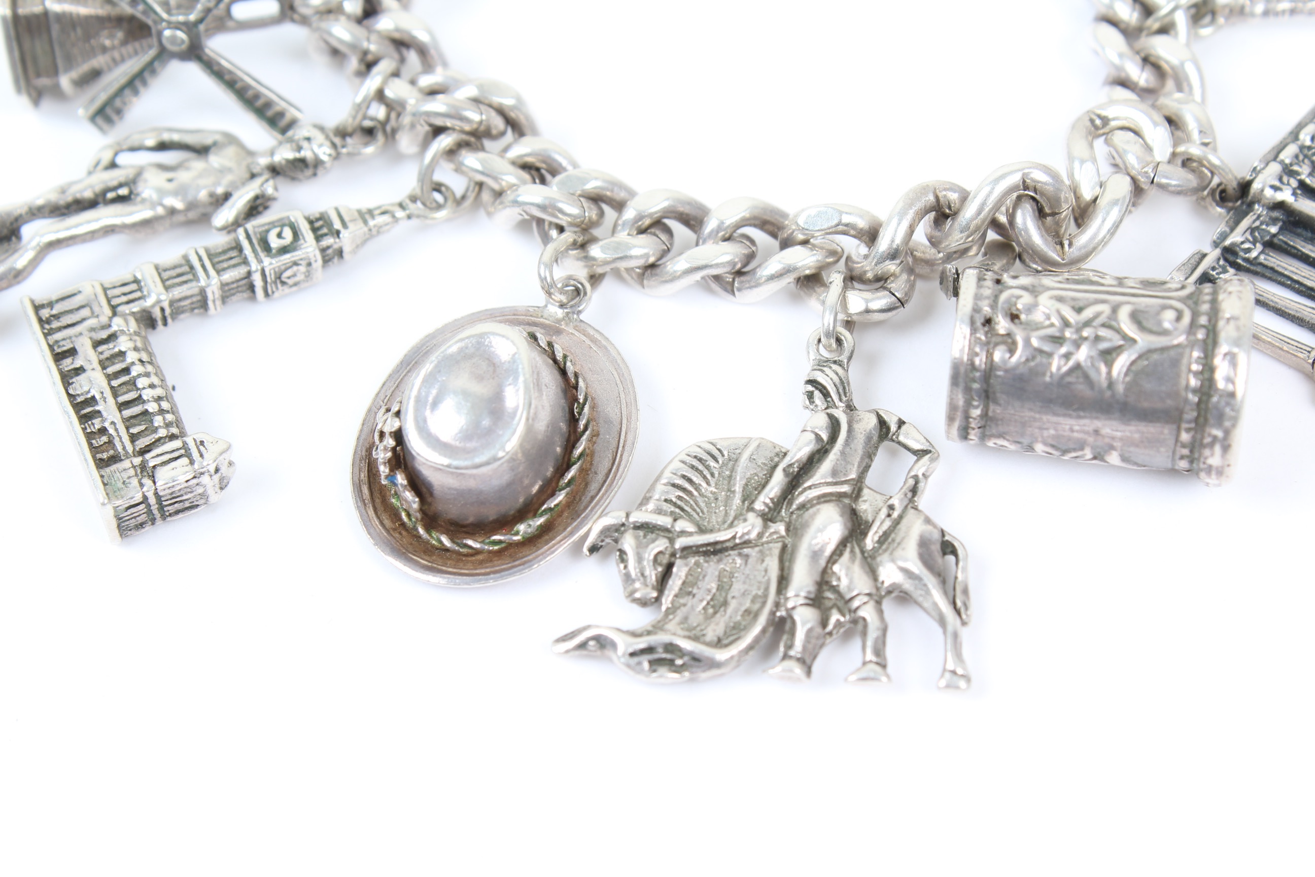 Vintage 800 and Sterling Silver Charm Bracelet