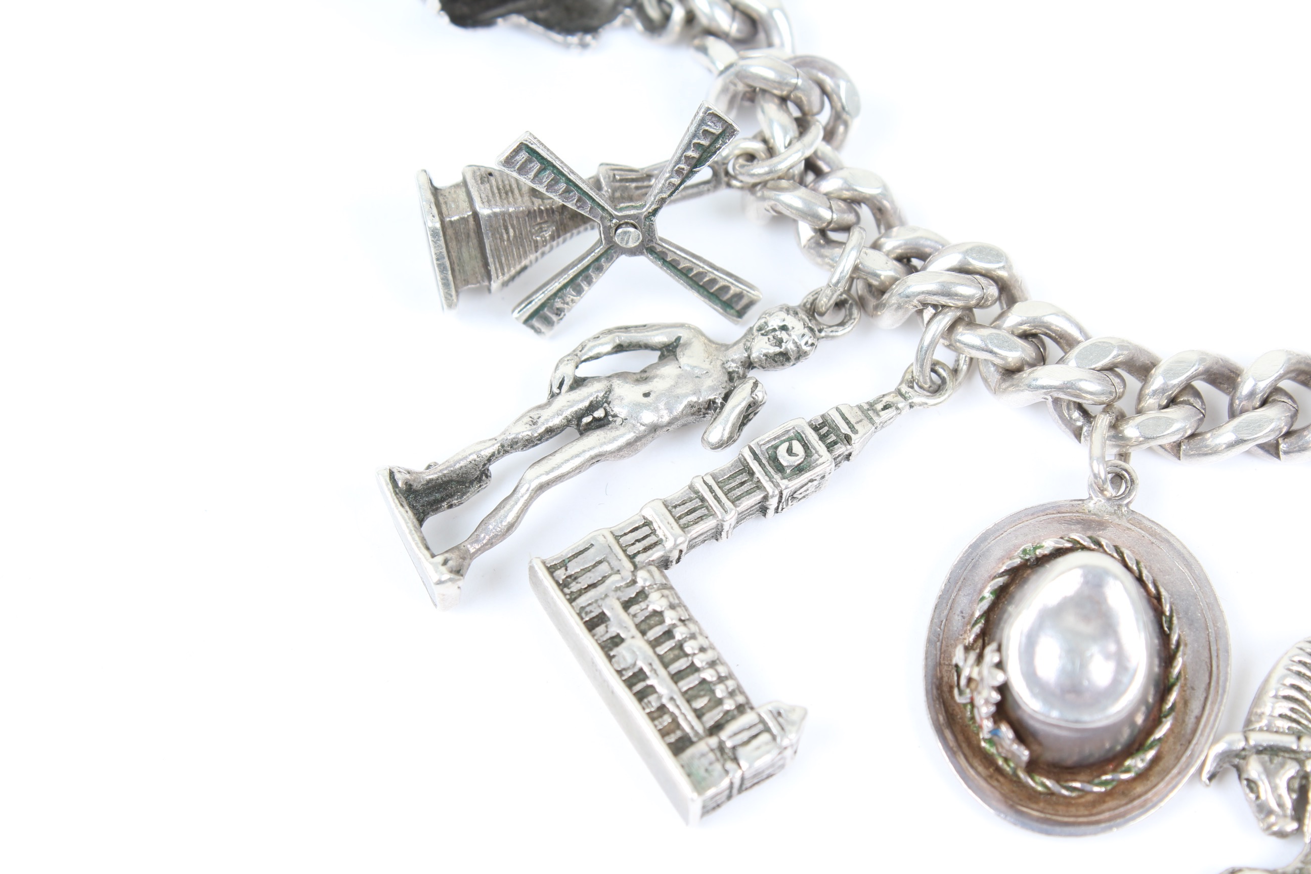 Vintage 800 and Sterling Silver Charm Bracelet