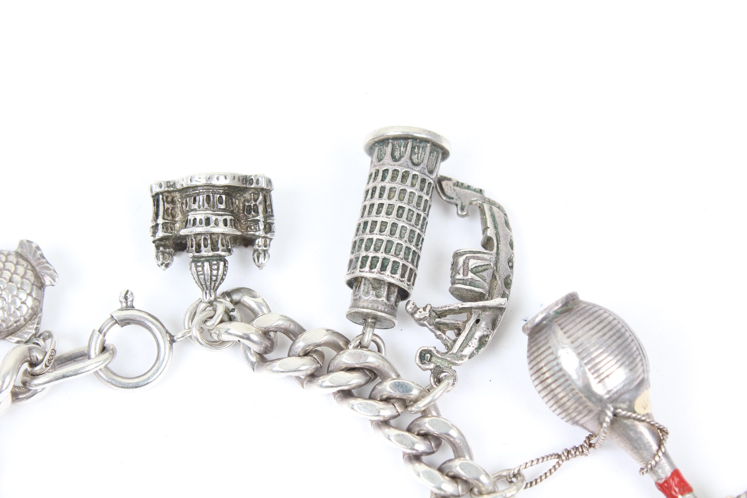 Vintage 800 and Sterling Silver Charm Bracelet