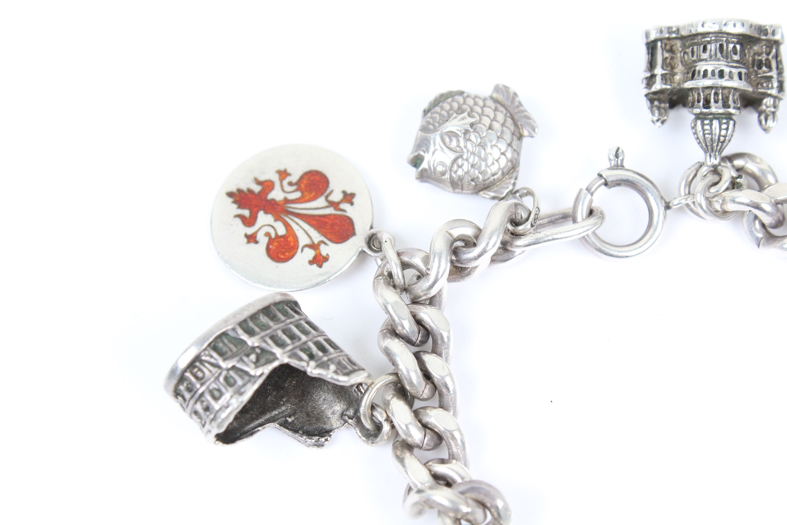 Vintage 800 and Sterling Silver Charm Bracelet