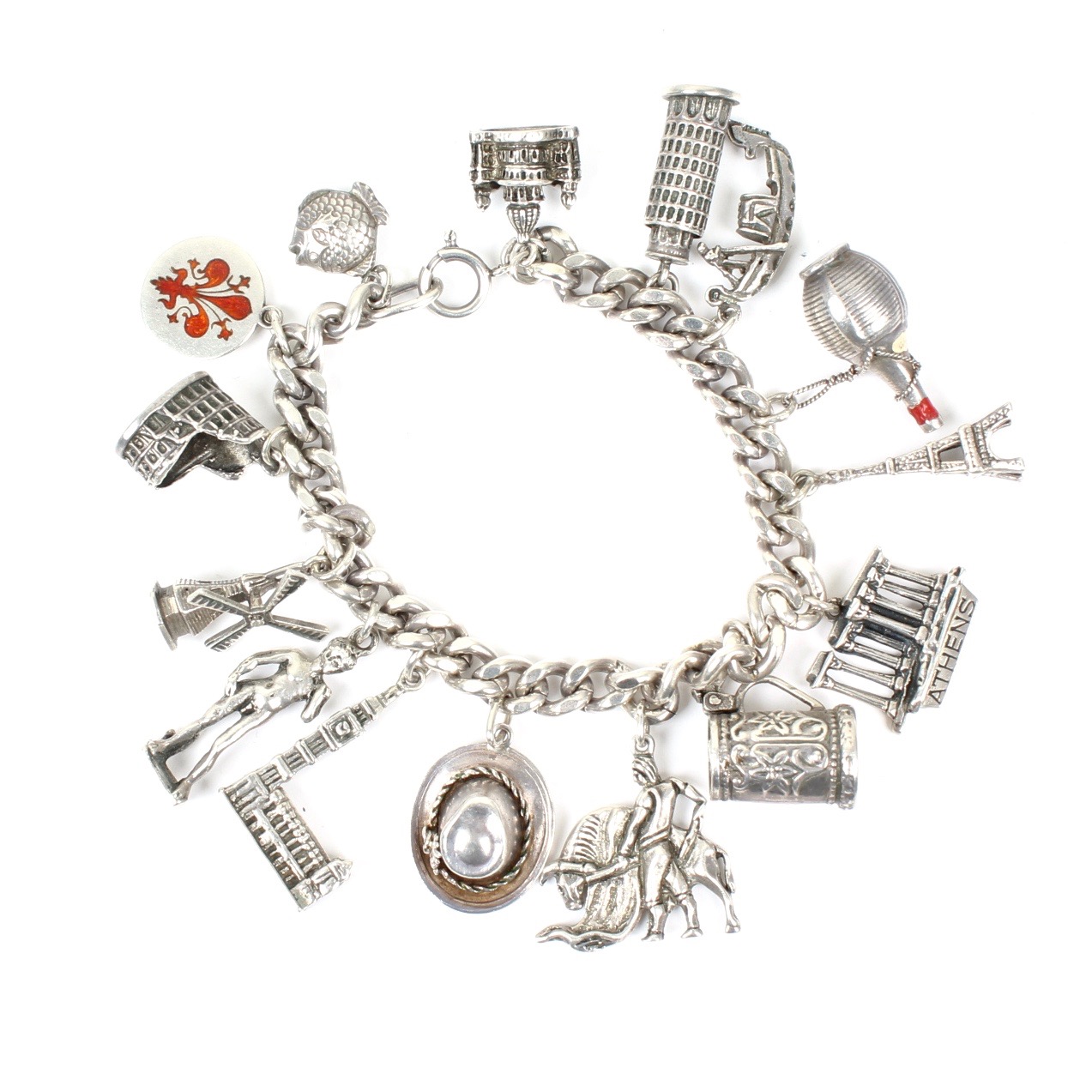 Vintage 800 and Sterling Silver Charm Bracelet