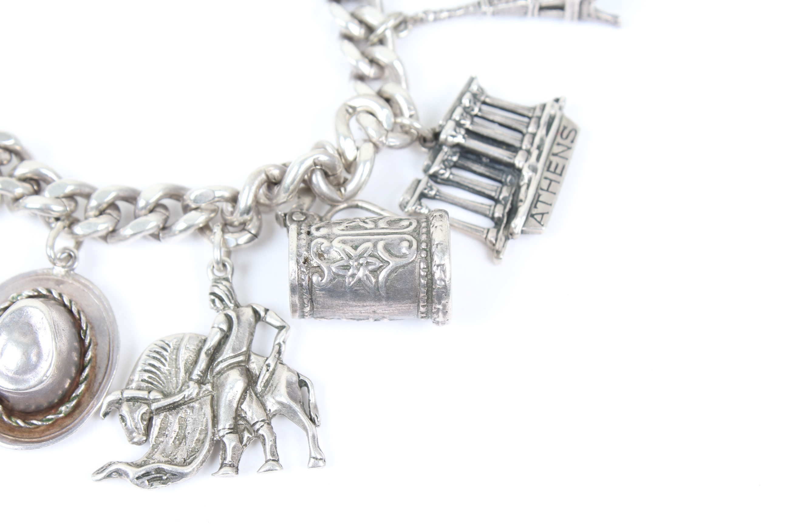 Vintage 800 and Sterling Silver Charm Bracelet