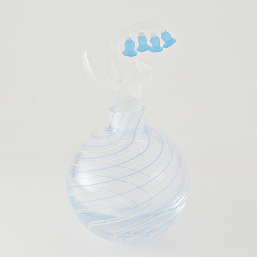 1950s Golden Crown Swirl Glass Perfume Bottle