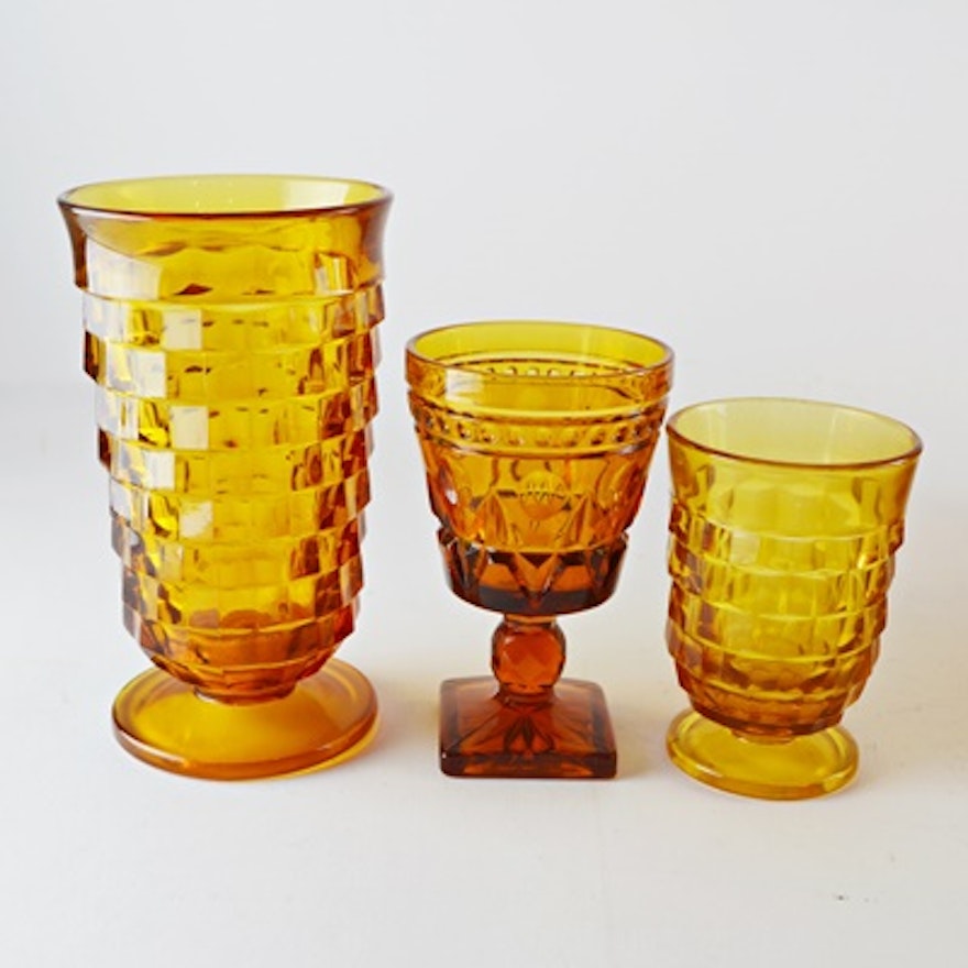Colony "Whitehall" and "Park Lane" Amber Glass Collection