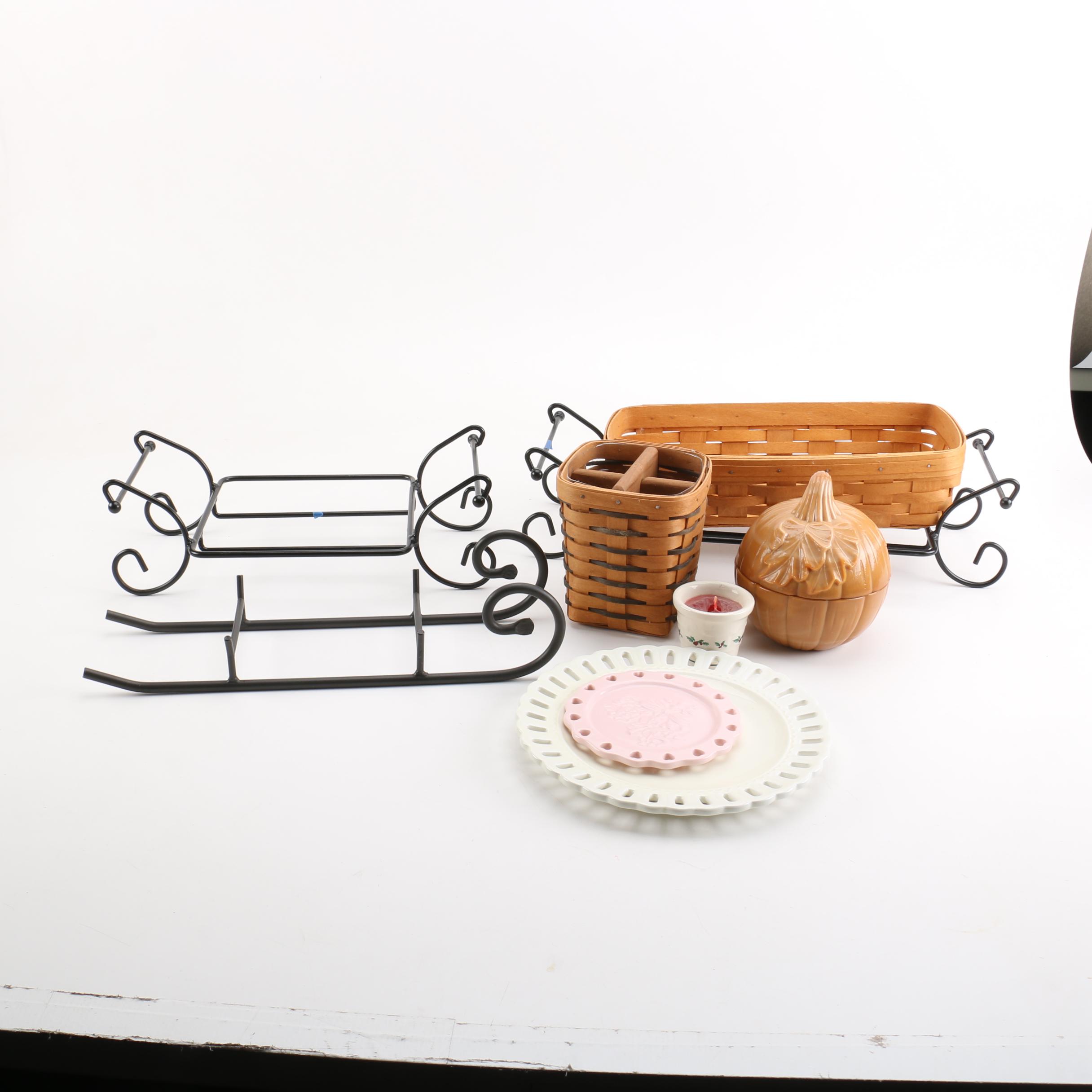 Group of Longaberger Baskets and Ceramics