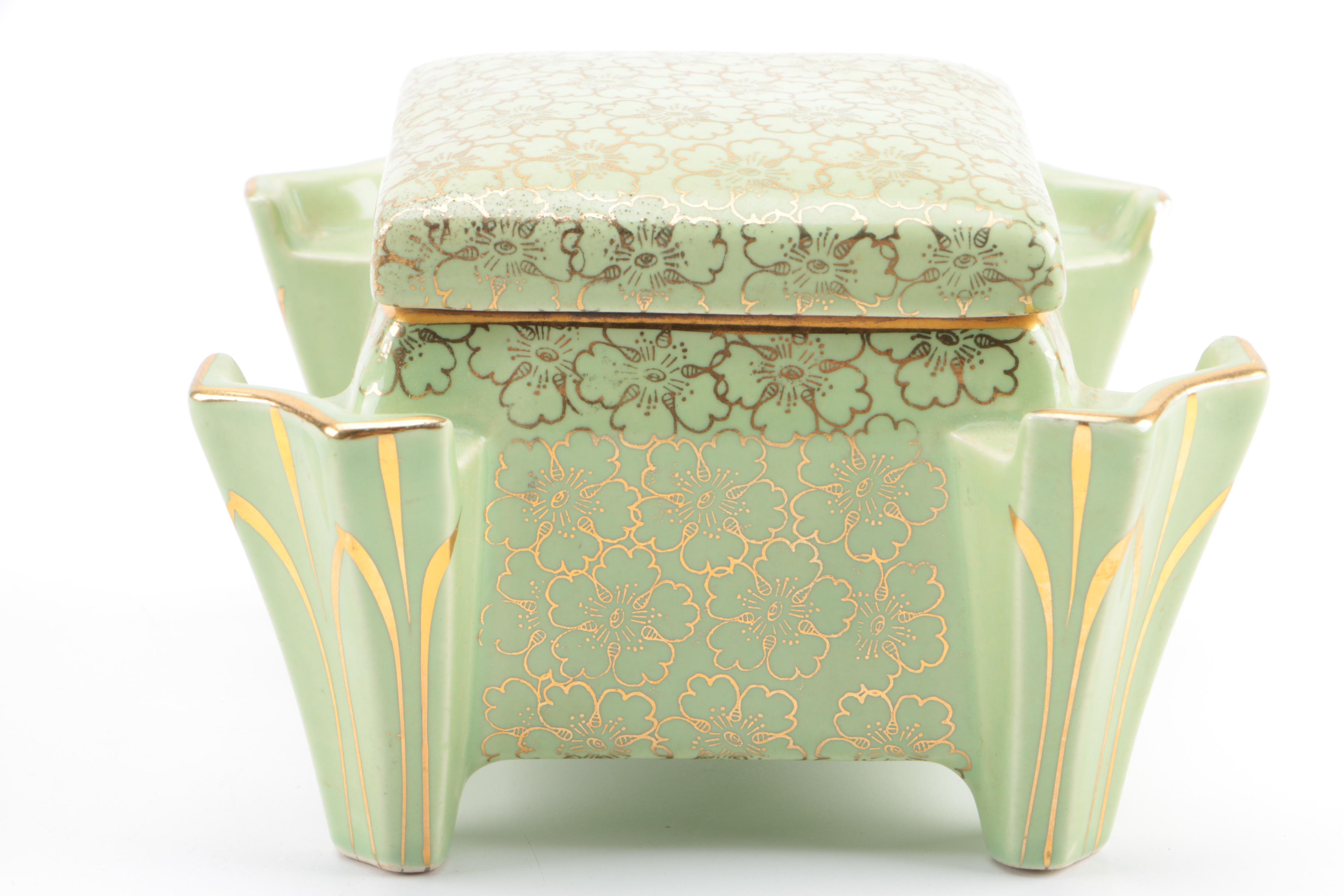 Mid-Century Keystone China Ash Receiver Box