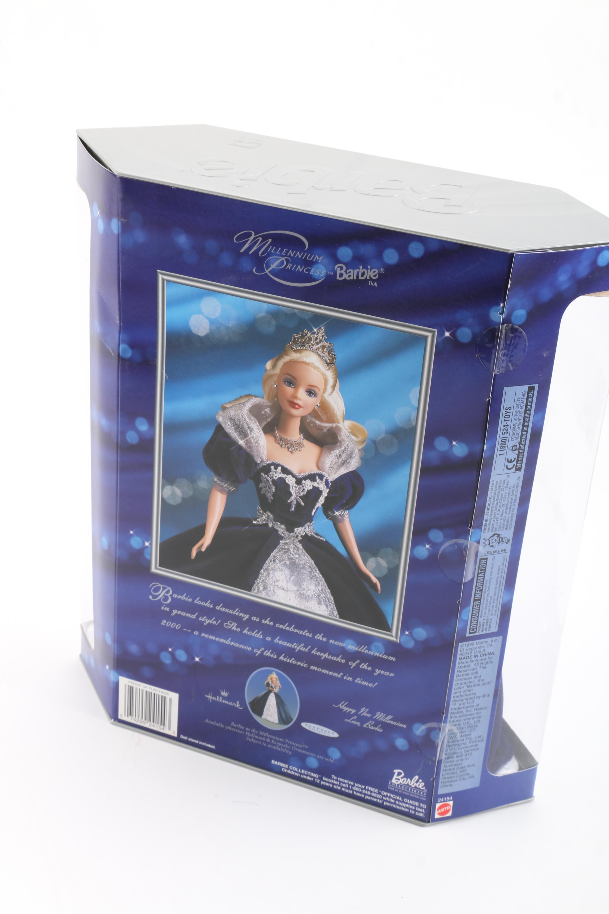 2000s "Holiday Visions" and "Millennium Princess" Barbie Dolls