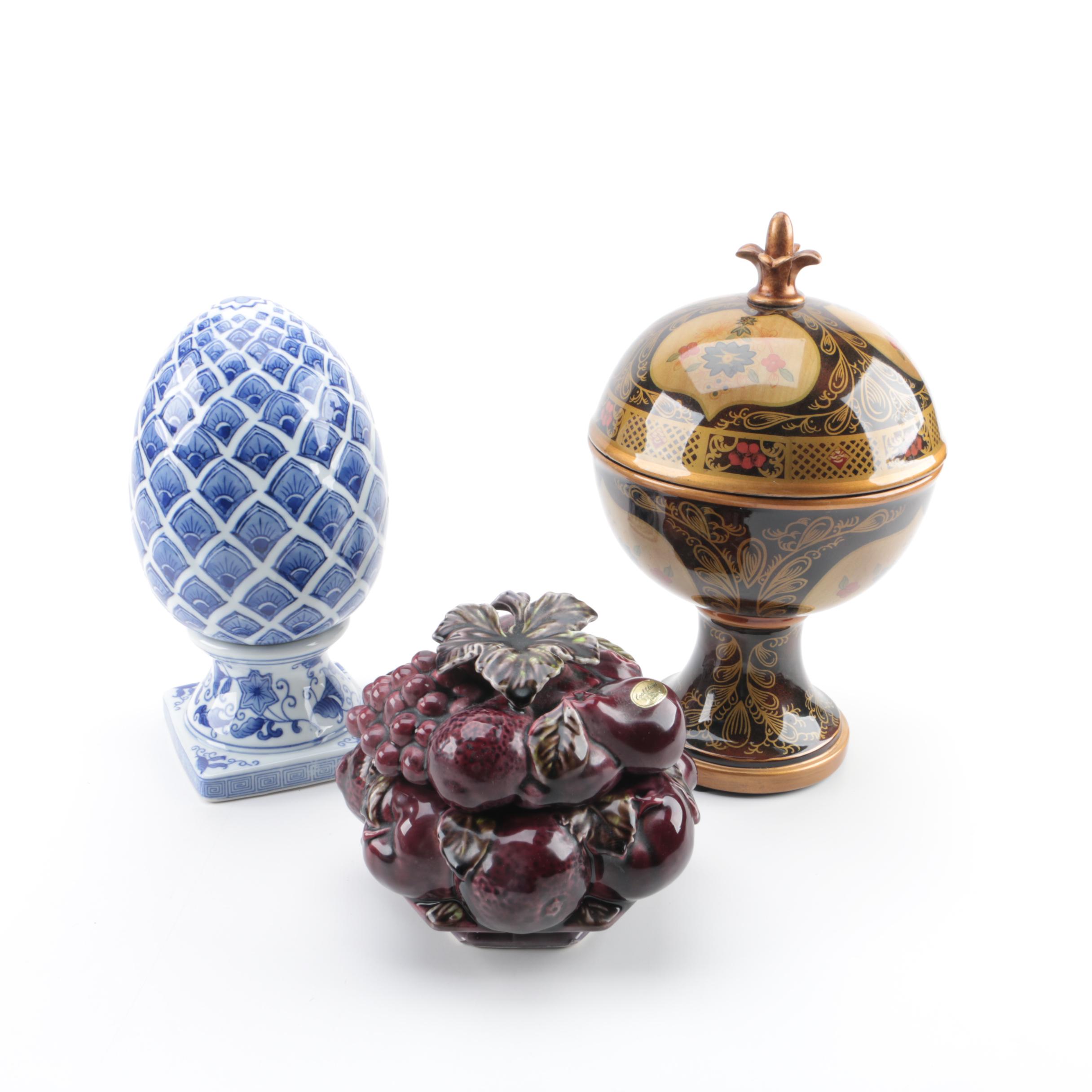 Inarco "Cool Claret" Ceramic Dish and Assorted Decor