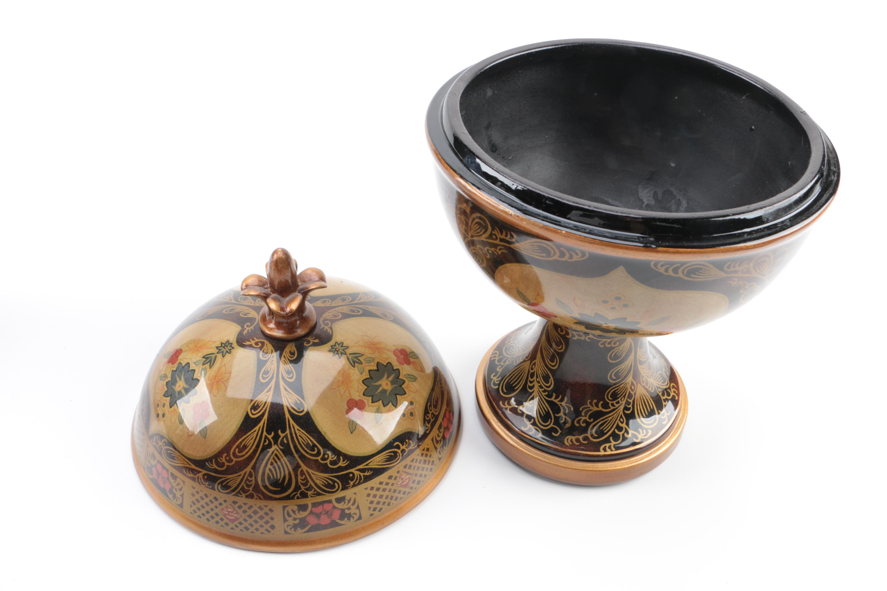 Inarco "Cool Claret" Ceramic Dish and Assorted Decor