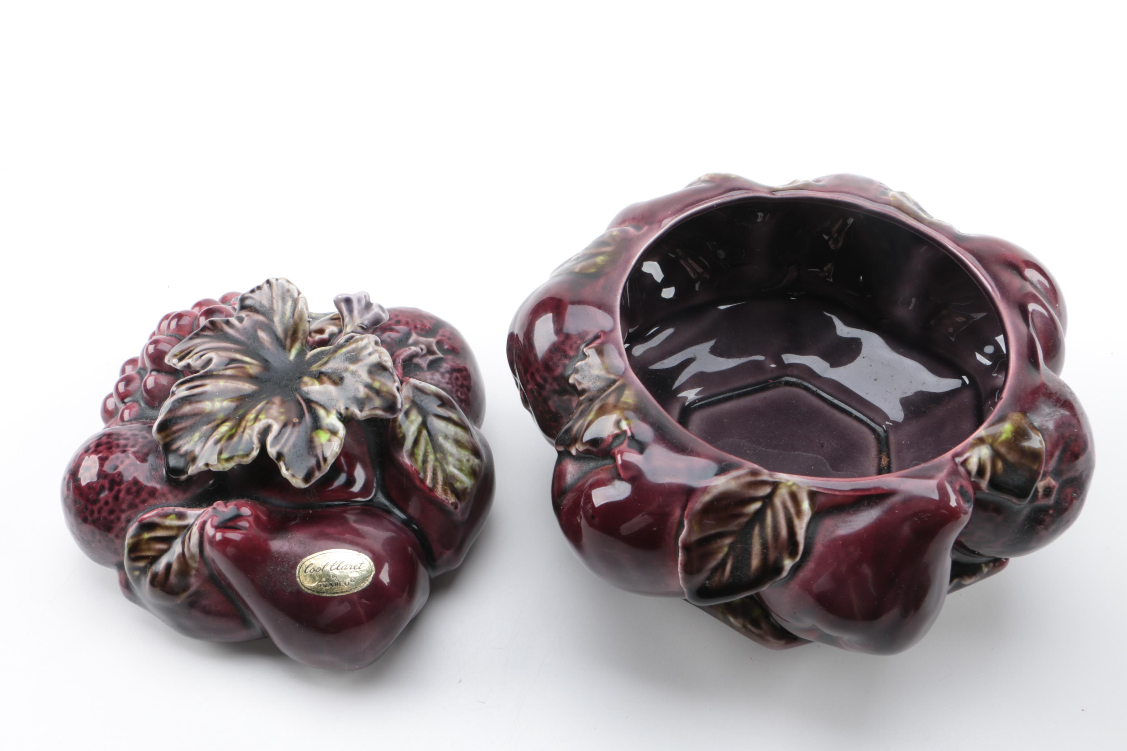 Inarco "Cool Claret" Ceramic Dish and Assorted Decor