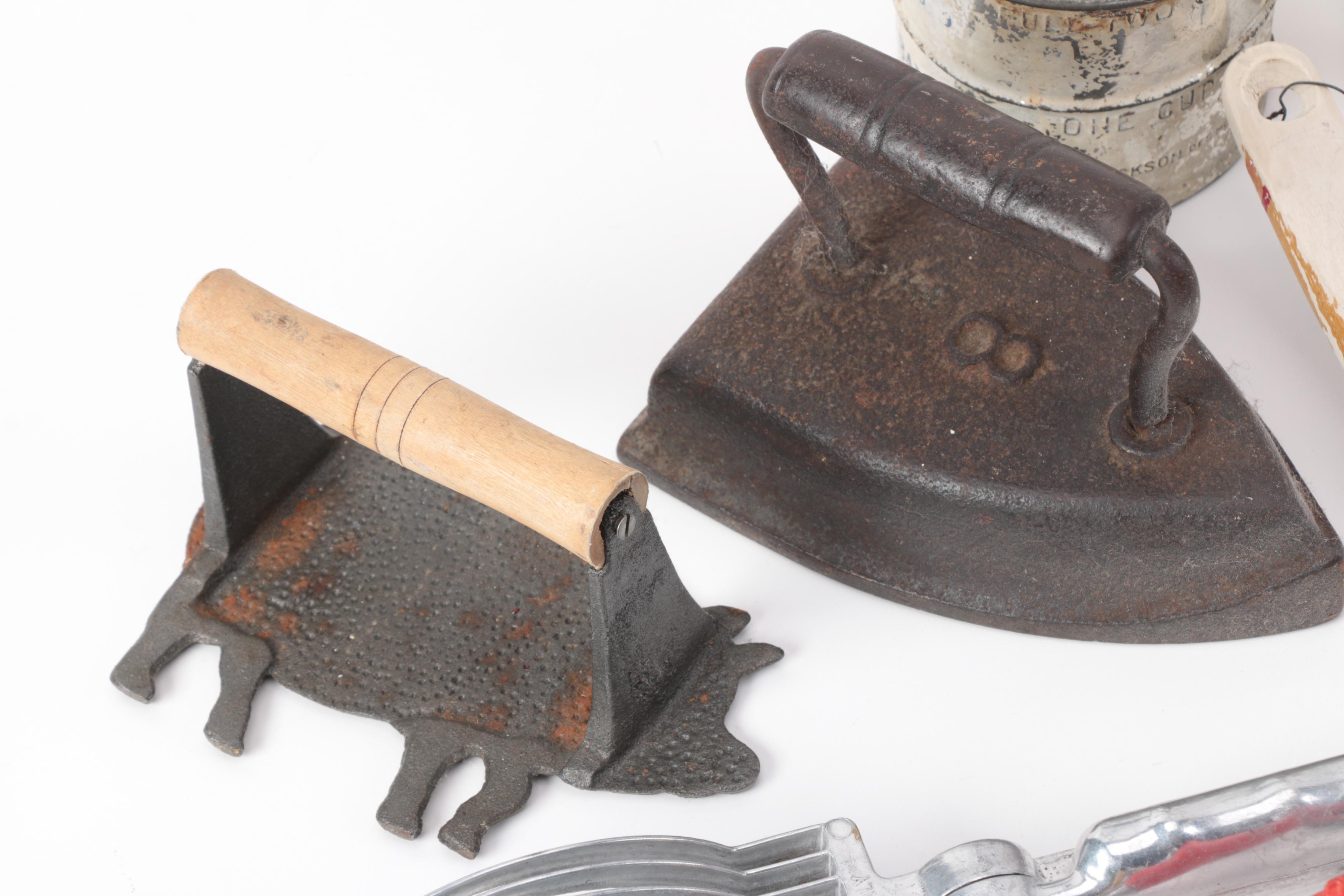 Vintage Kitchen Gadgets Featuring Hand Mixers, Serving Utensils and More