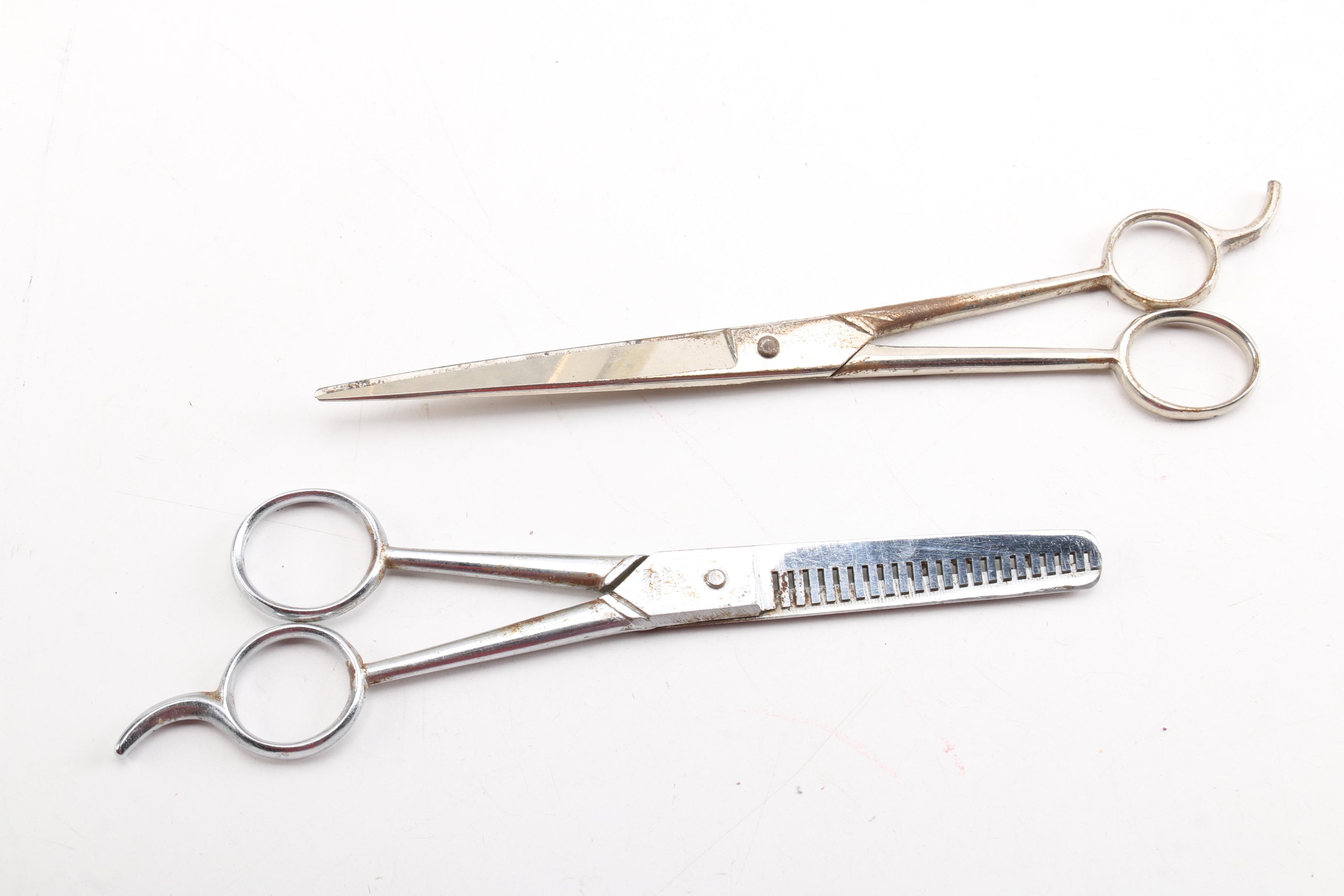 Vintage Barber Supplies, Including Straight Razor, Brushes and Clippers