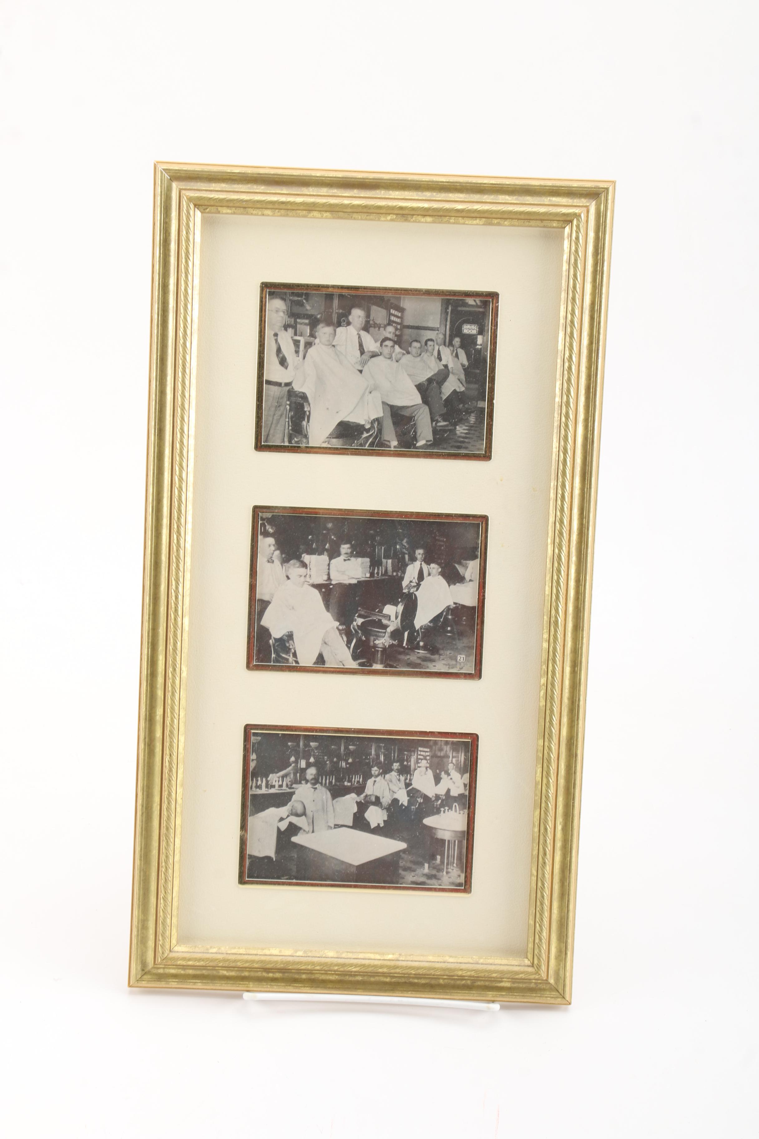 Vintage Barber Supplies, Including Straight Razor, Brushes and Clippers