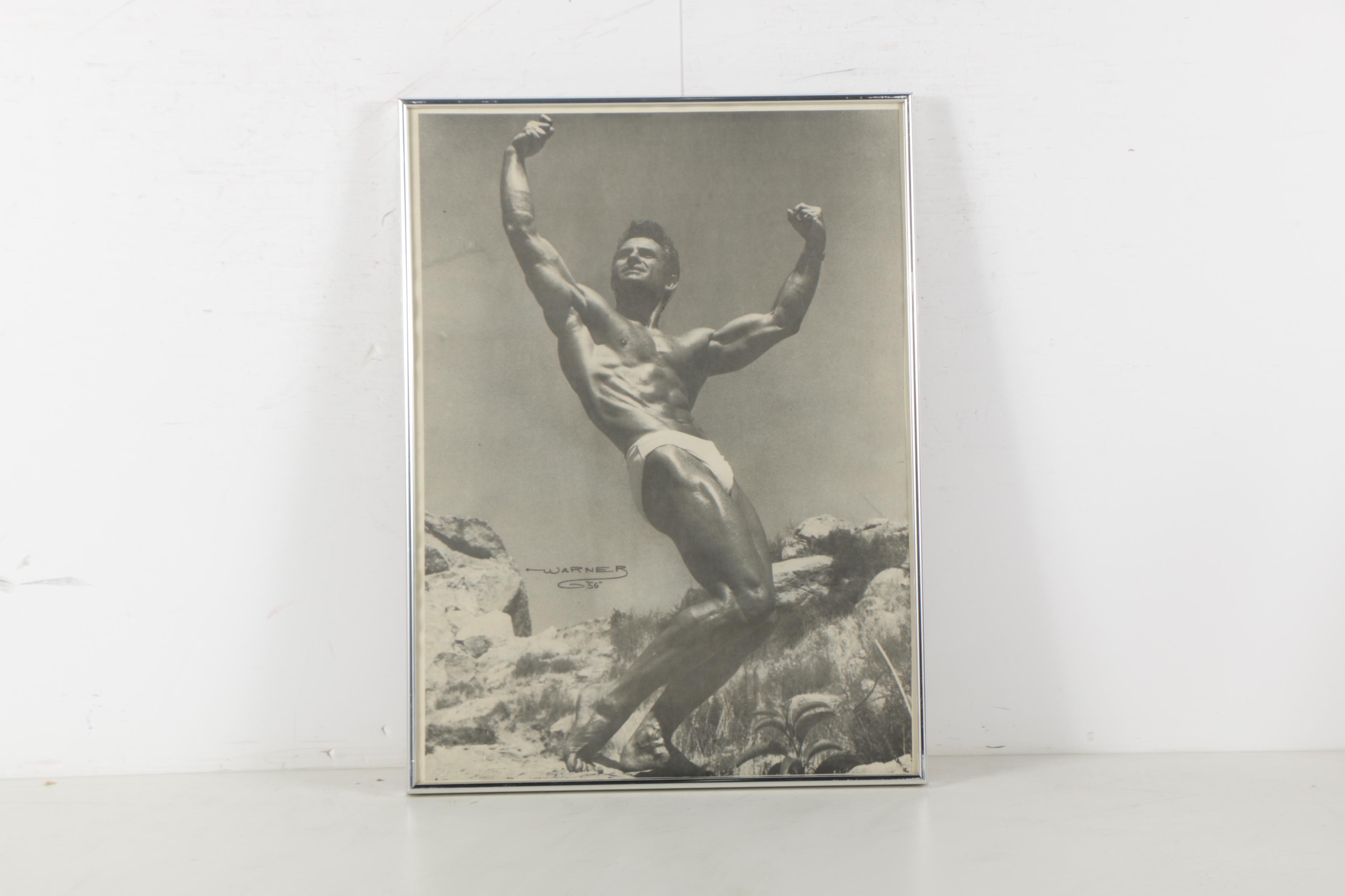 Mid-Century Halftone Prints of Bodybuilders Steve Reeves and Eugen Sandow