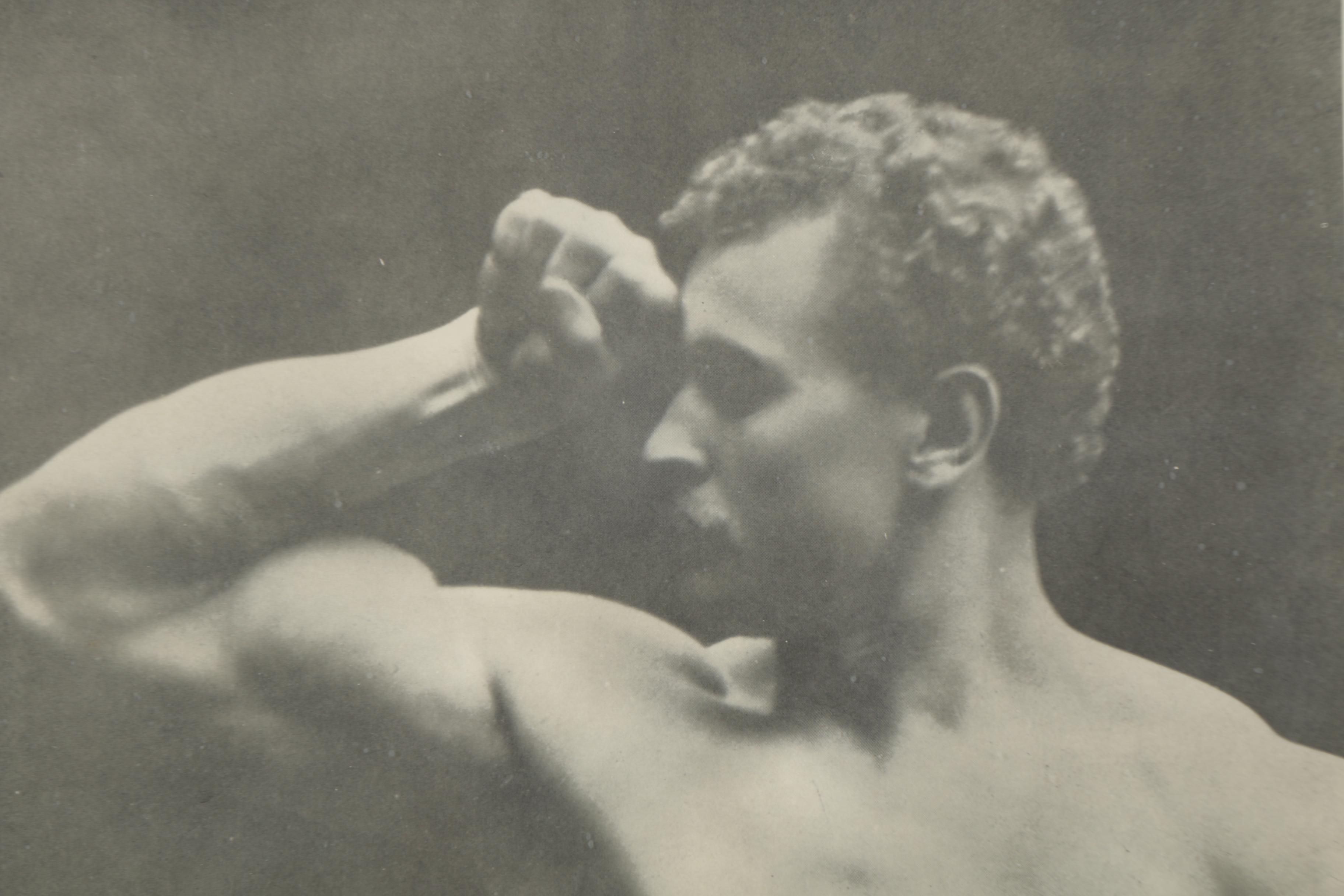 Mid-Century Halftone Prints of Bodybuilders Steve Reeves and Eugen Sandow