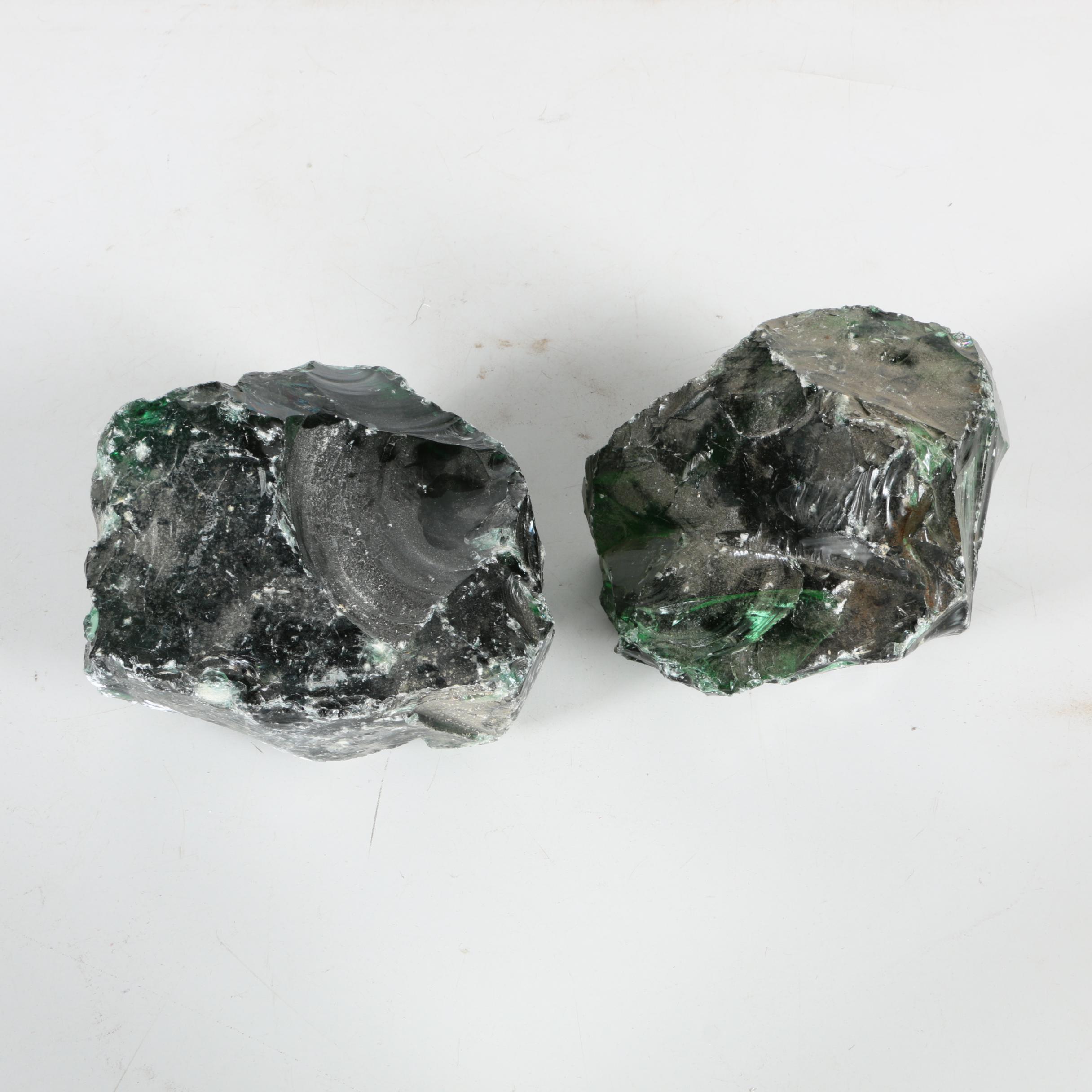 Dark Green Slag Glass Specimens