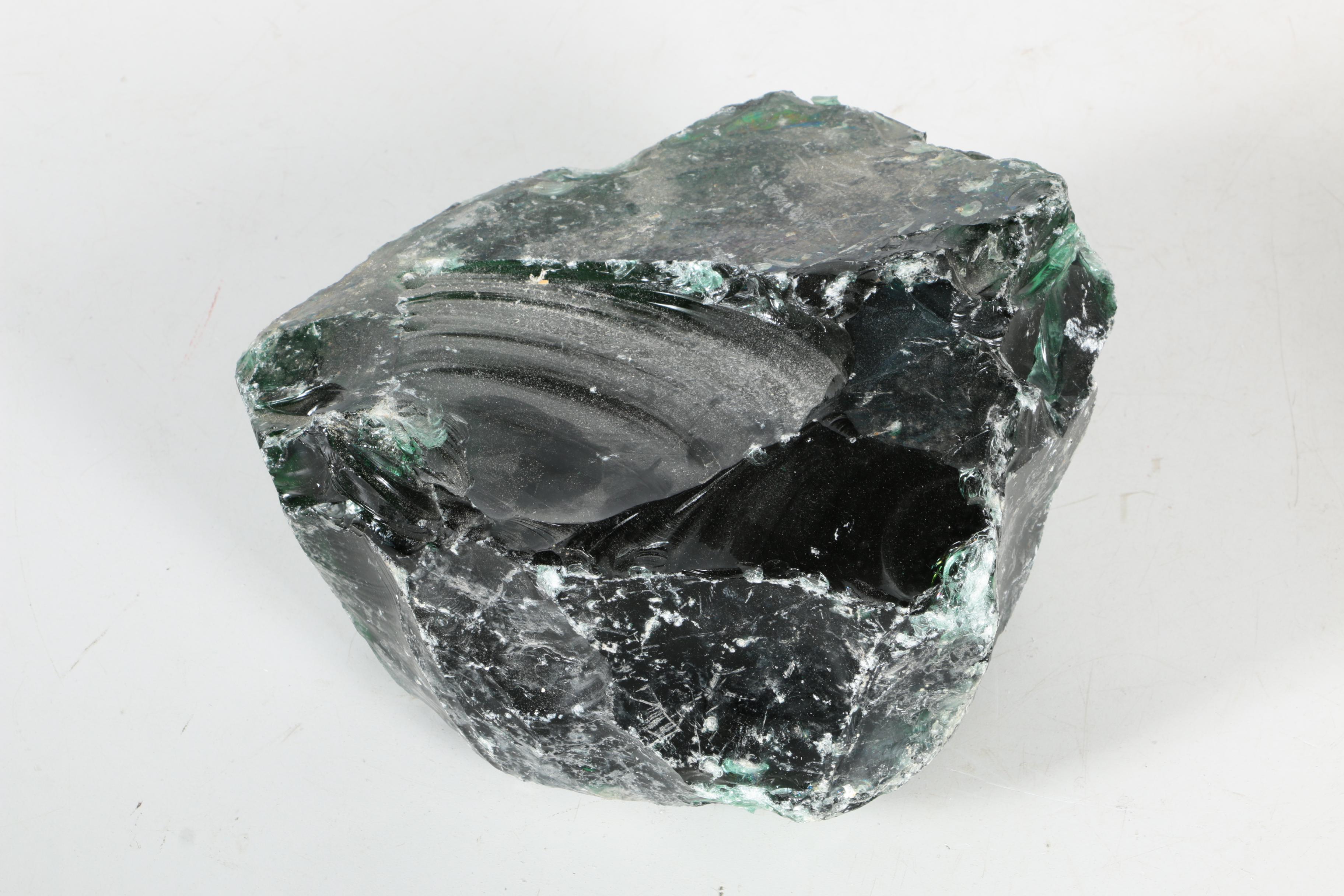 Dark Green Slag Glass Specimens