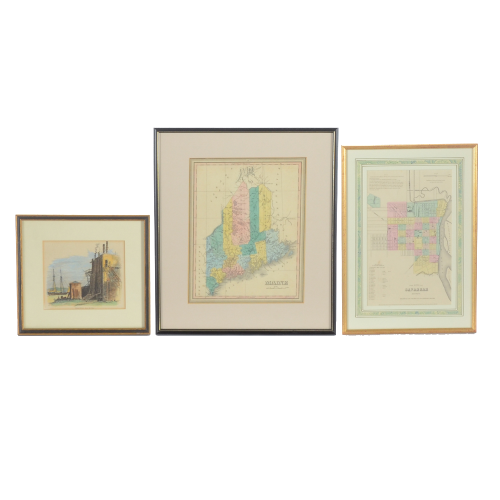 Three Hand-colored Engravings