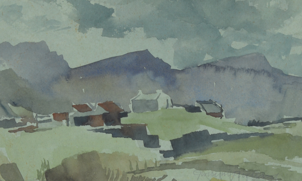 Gwilym Prichard Original Watercolor Landscape Painting on Paper