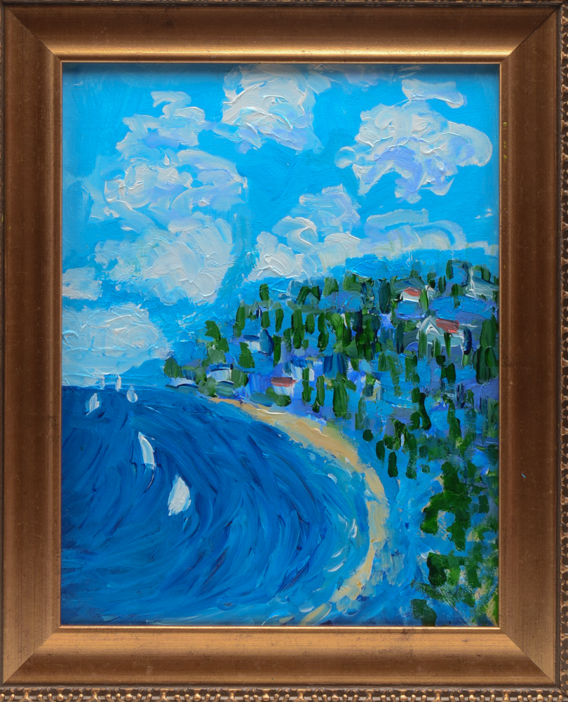 Will Becker Acrylic Painting on Canvas Board of Lake Scene