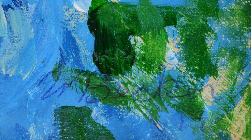 Will Becker Acrylic Painting on Canvas Board of Lake Scene