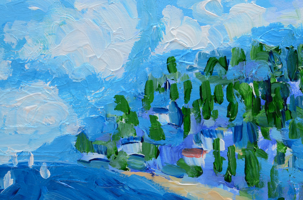 Will Becker Acrylic Painting on Canvas Board of Lake Scene