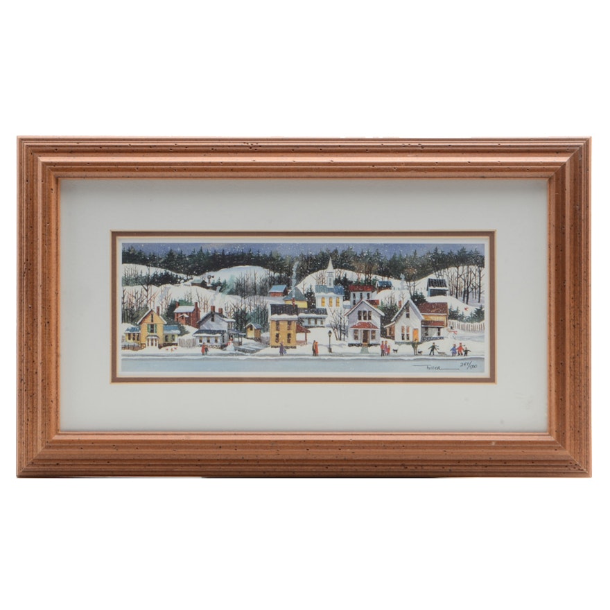 Lu Fuller Limited Edition Offset Lithograph of a Winter Landscape