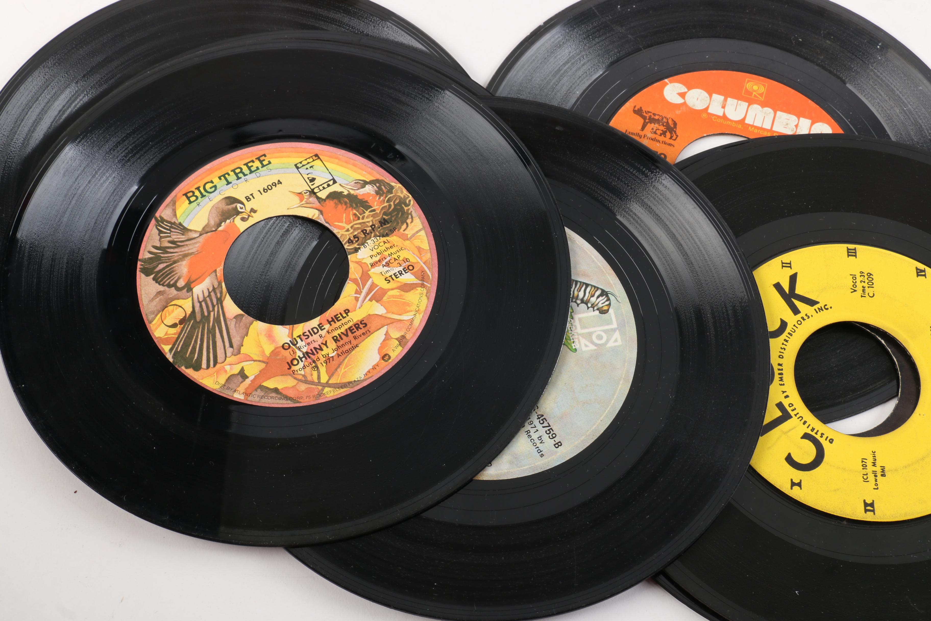 Vintage 45 RPM Records Including Dionne Warwick, Duran Duran, and Diana Ross