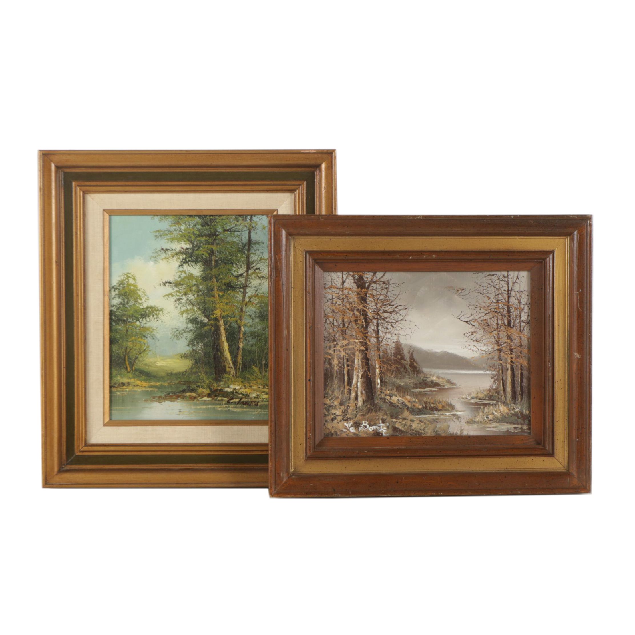 C. Innes and La Bonte Oil Paintings of Wooded Landscapes